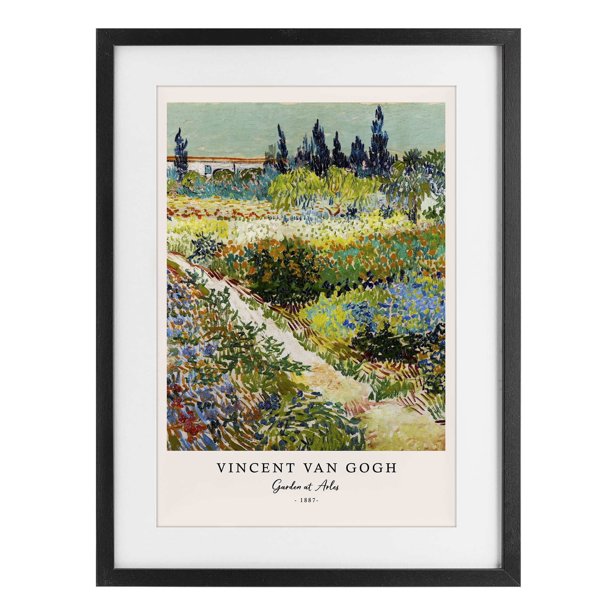 Stupell Industries Classic Garden At Arles Black Framed Print Under Glass, design by Vintage Hustle
