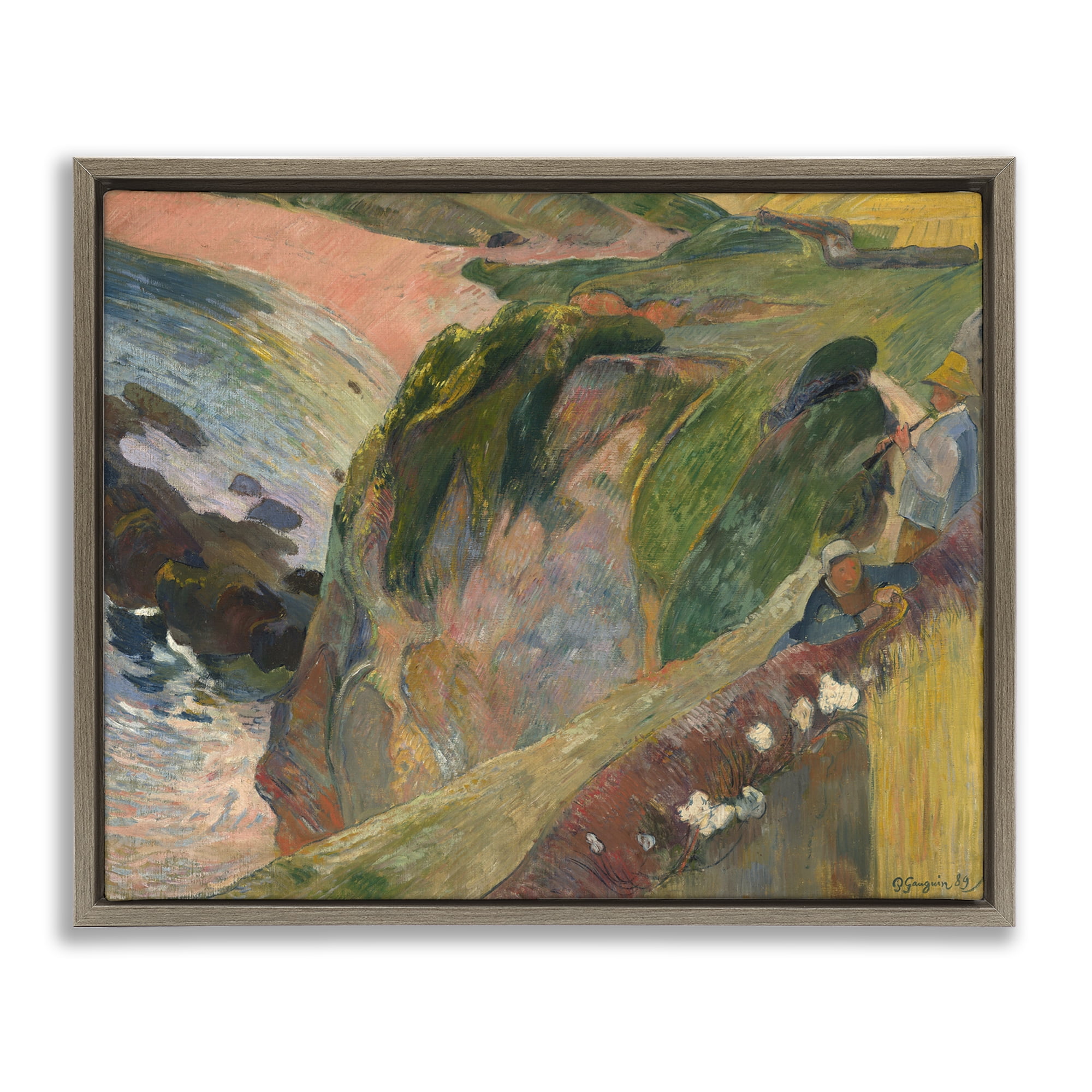 Stupell Industries Classic Gauguin Above The Sea Abstract Painting Brown Floater Framed Canvas Art Print Wall Art, 21 x 17