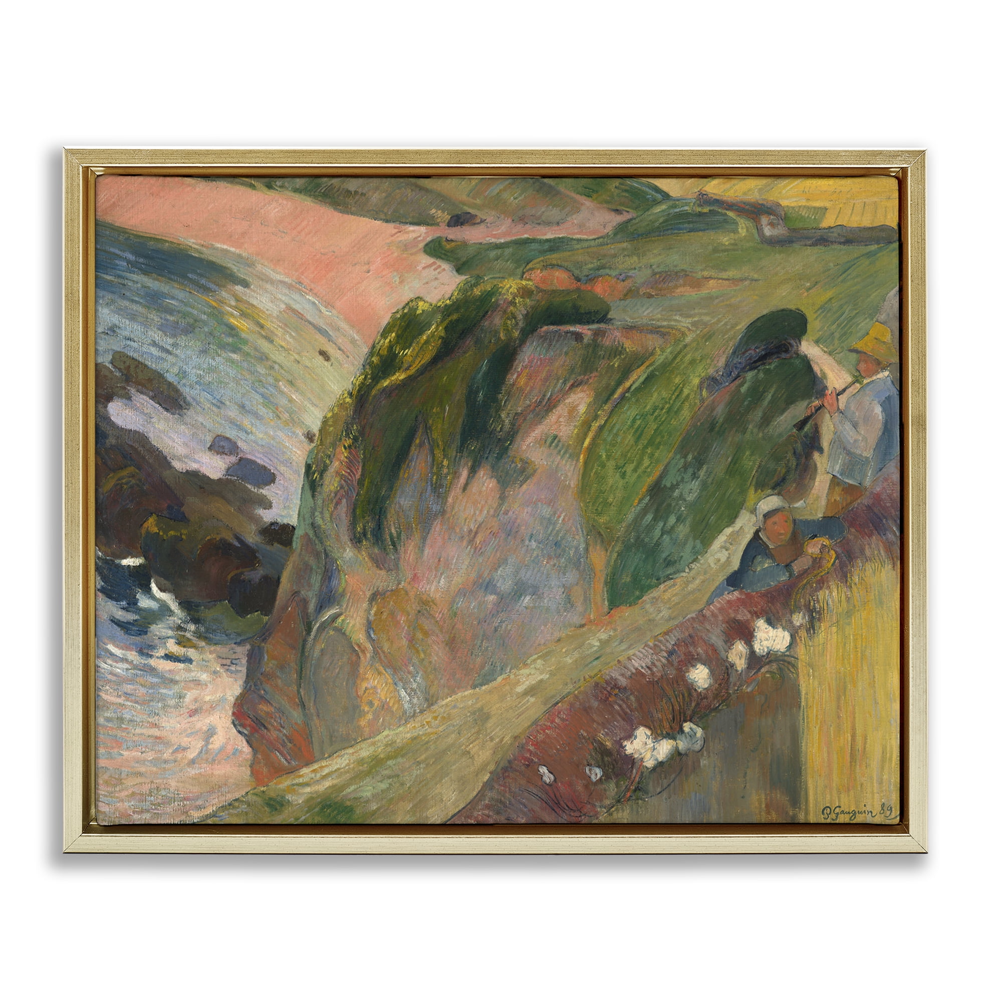 Stupell Industries Classic Gauguin Above The Sea Abstract Painting Gold Floater Framed Canvas Art Print Wall Art, 31 x 25