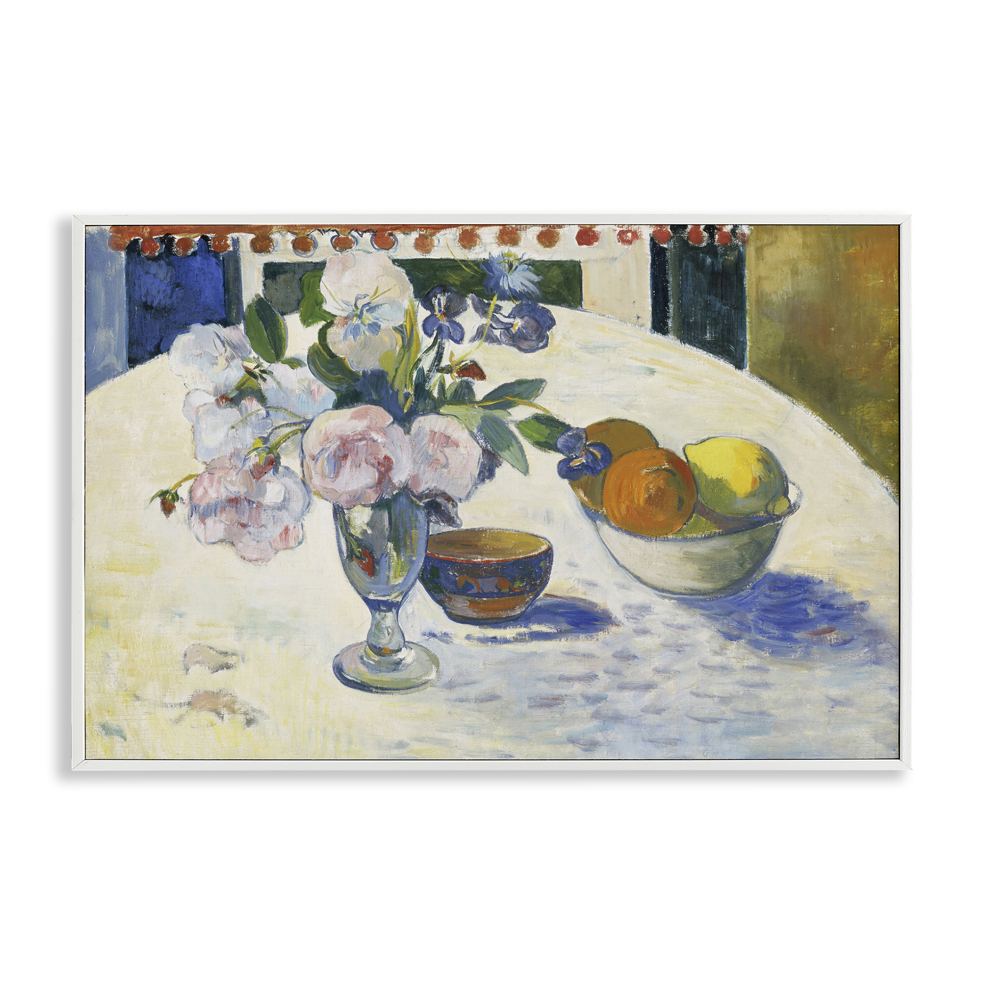 Stupell Industries Classic Gauguin Flowers & Fruit Bowl Food & Beverage Painting White Framed Art Print Wall Art, 24 x 16