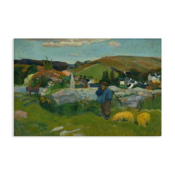 Stupell Industries Classic Gauguin Swineherd Landscape & Nature Painting Wrapped Canvas Art Print Wall Art, 24 x 16