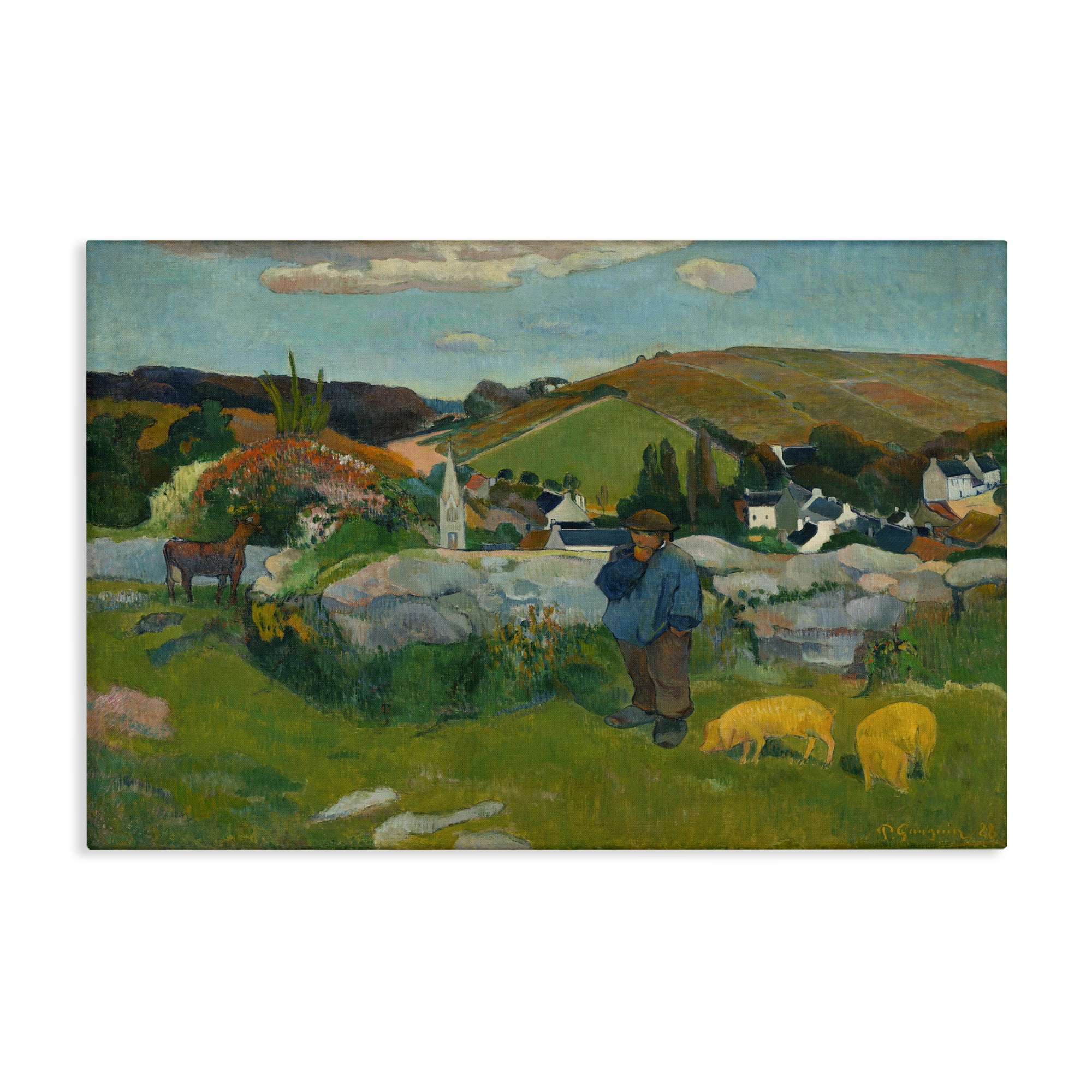 Stupell Industries Classic Gauguin Swineherd Landscape & Nature Painting Wrapped Canvas Art Print Wall Art, 45 x 30