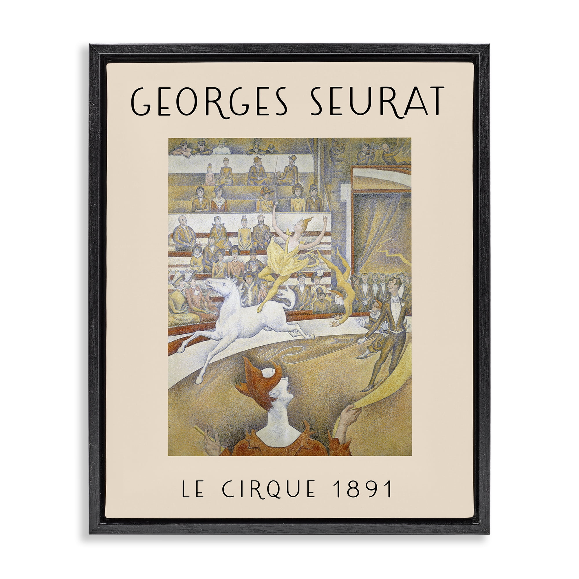Stupell Industries Classic Georges Seurat People Painting Black Floater Framed Canvas Art Print Wall Art, 25 x 31