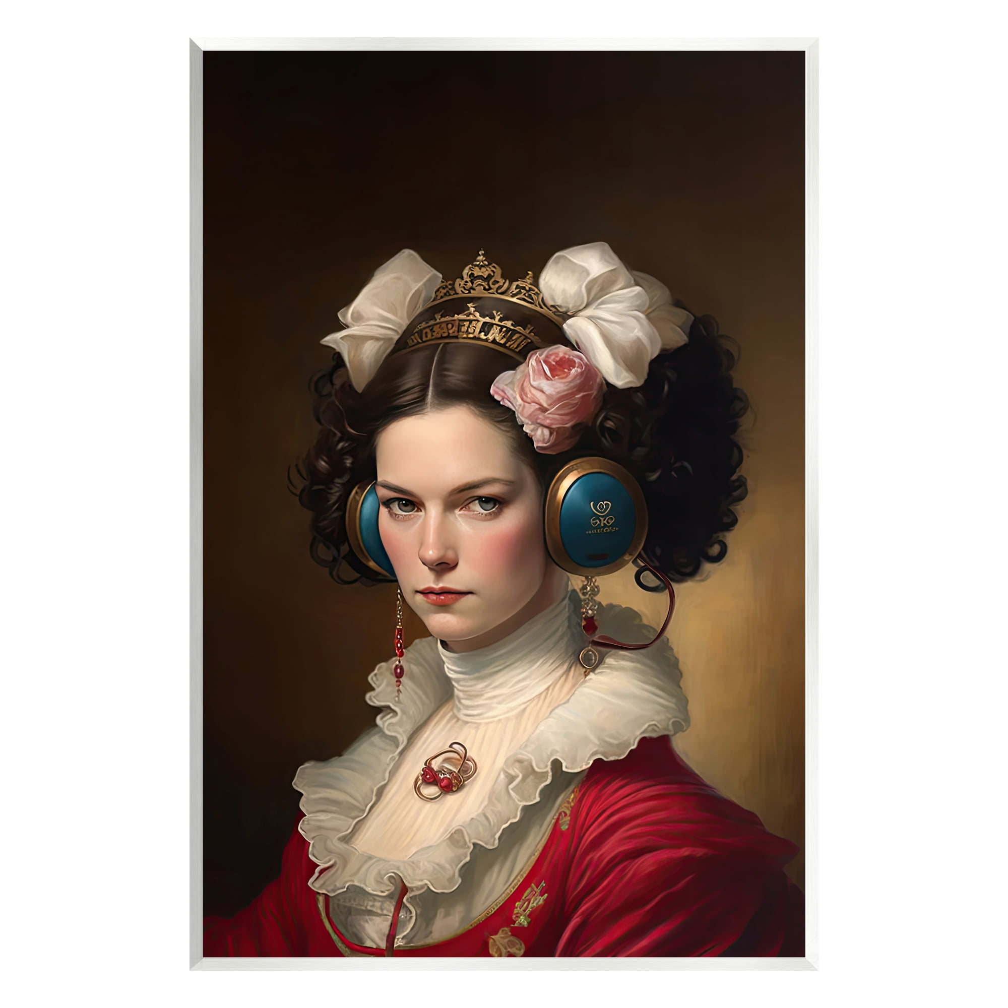 Stupell Industries Classic Girl Wearing Headphones Beauty & Fashion Painting Unframed Art Print Wall Art, 13 x 19
