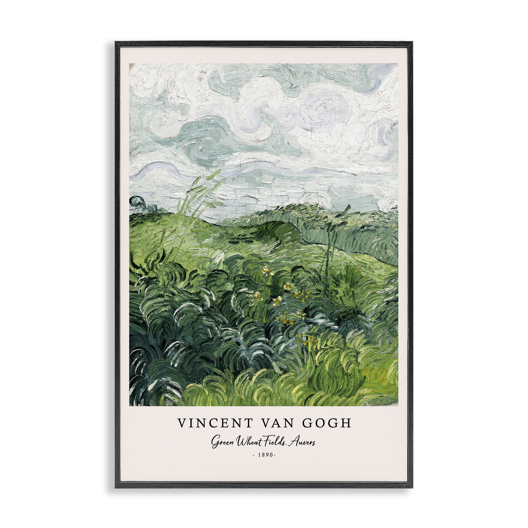 Stupell Industries Classic Green Wheat Fields Black Framed Giclee Art, design by Vintage Hustle