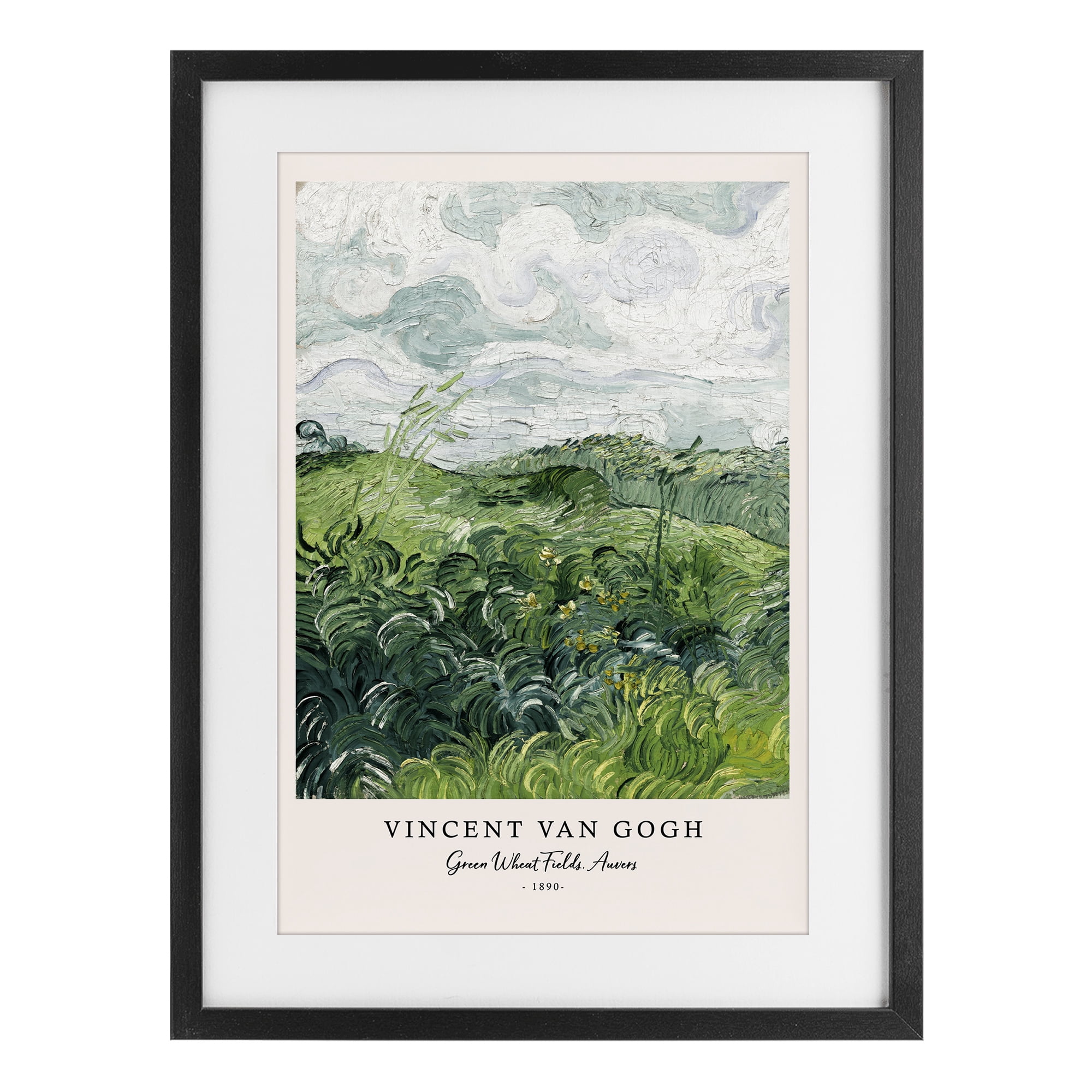 Stupell Industries Classic Green Wheat Fields Black Framed Print Under Glass, design by Vintage Hustle