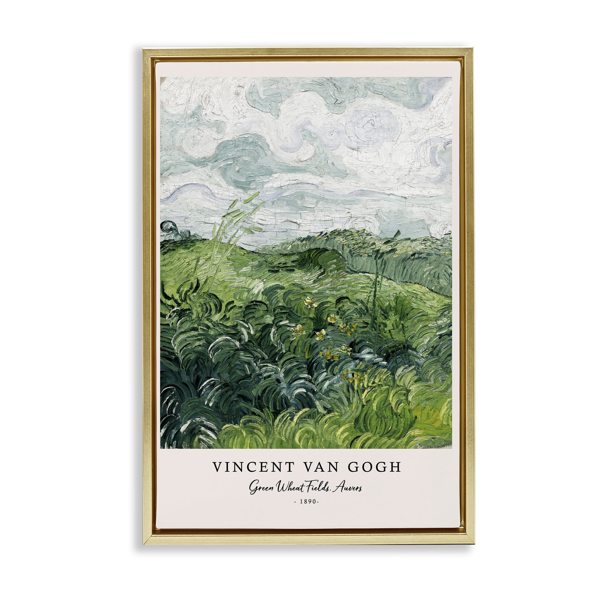 Stupell Industries Classic Green Wheat Fields Gold Framed Floater Canvas Wall Art, design by Vintage Hustle