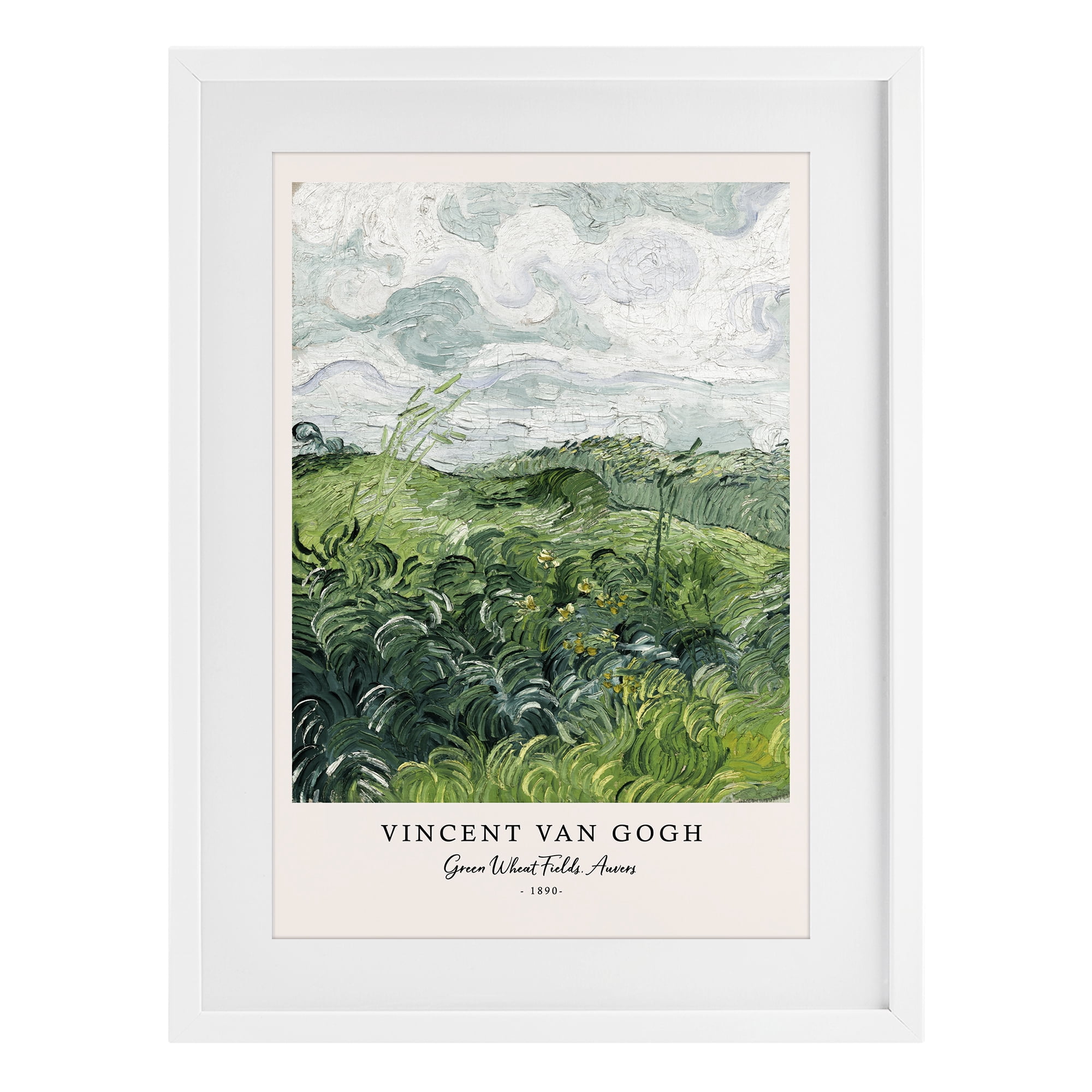 Stupell Industries Classic Green Wheat Fields White Framed Print Under Glass, design by Vintage Hustle