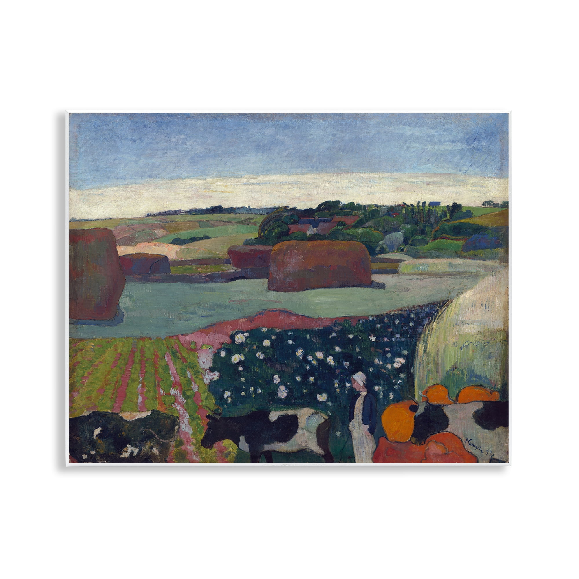 Stupell Industries Classic Haystacks in Brittany Landscape & Nature Painting Unframed Art Print Wall Art, 14 x 11