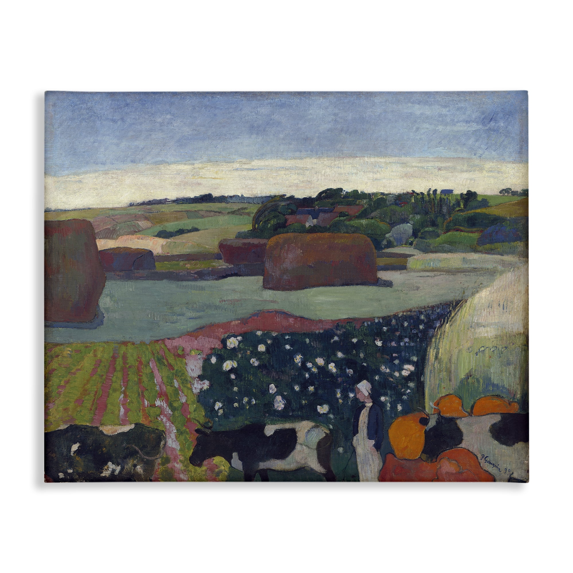 Stupell Industries Classic Haystacks in Brittany Landscape & Nature Painting Wrapped Canvas Art Print Wall Art, 20 x 16