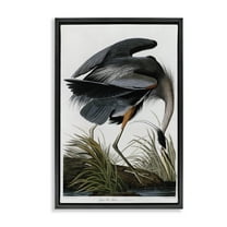 Stupell Industries Classic Heron at Lake Animals & Insects Painting Black Floater Framed Canvas Art Print Wall Art, 17 x 25