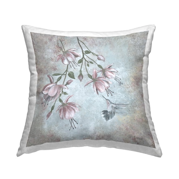 Stupell Industries Classic Hummingbird Pink Blossoms Printed Throw Pillow Design by Soulspeak & Sawdust