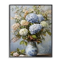 Stupell Industries Classic Hydrangeas & Leaves Floral Painting Black Framed Art Print Wall Art, 11 x 14