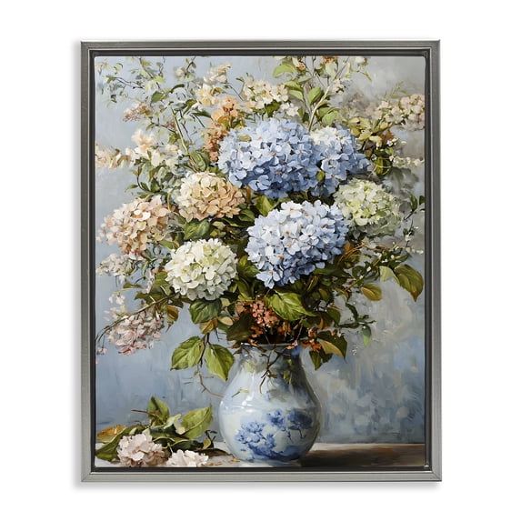 Stupell Industries Traditional Classic Hydrangeas & Leaves Gray Floating Frame Canvas Art, 25 x 31, by Franklyn Gregory