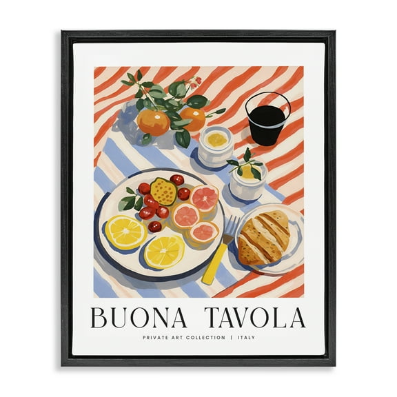 Stupell Industries Classic Italian Fruit Plate Food & Beverage Painting Black Floater Framed Canvas Art Print Wall Art, 17 x 21