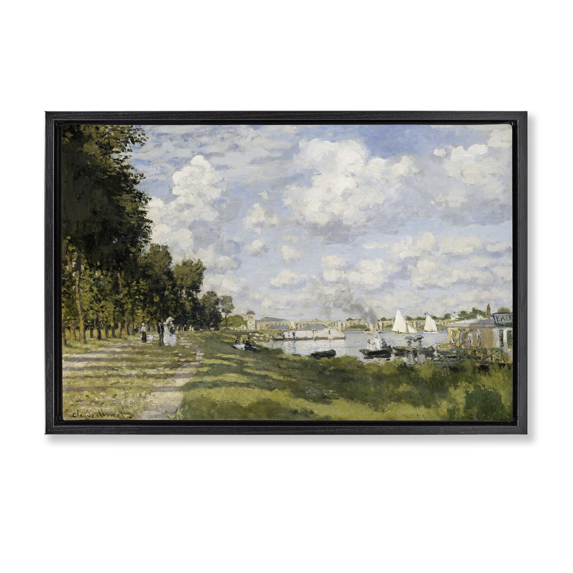 Stupell Industries Classic Monet Bassin d'Argenteuil Landscape & Nature Painting Black Floater Framed Canvas Art Print Wall Art, 31 x 21