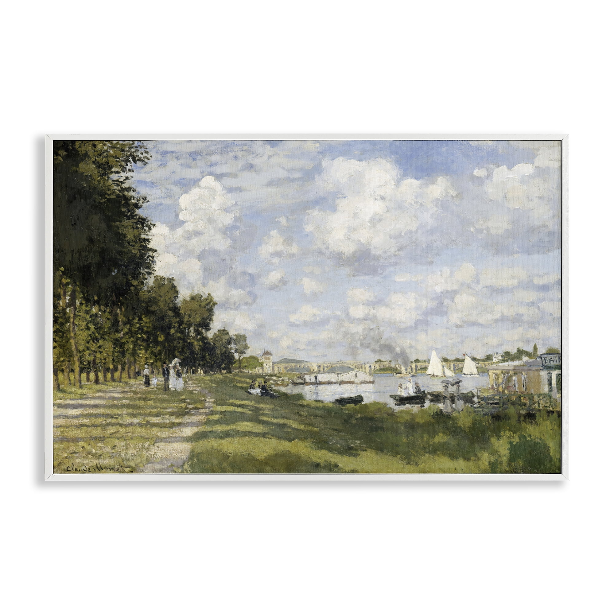 Stupell Industries Classic Monet Bassin d'Argenteuil Landscape & Nature Painting White Framed Art Print Wall Art, 18 x 12