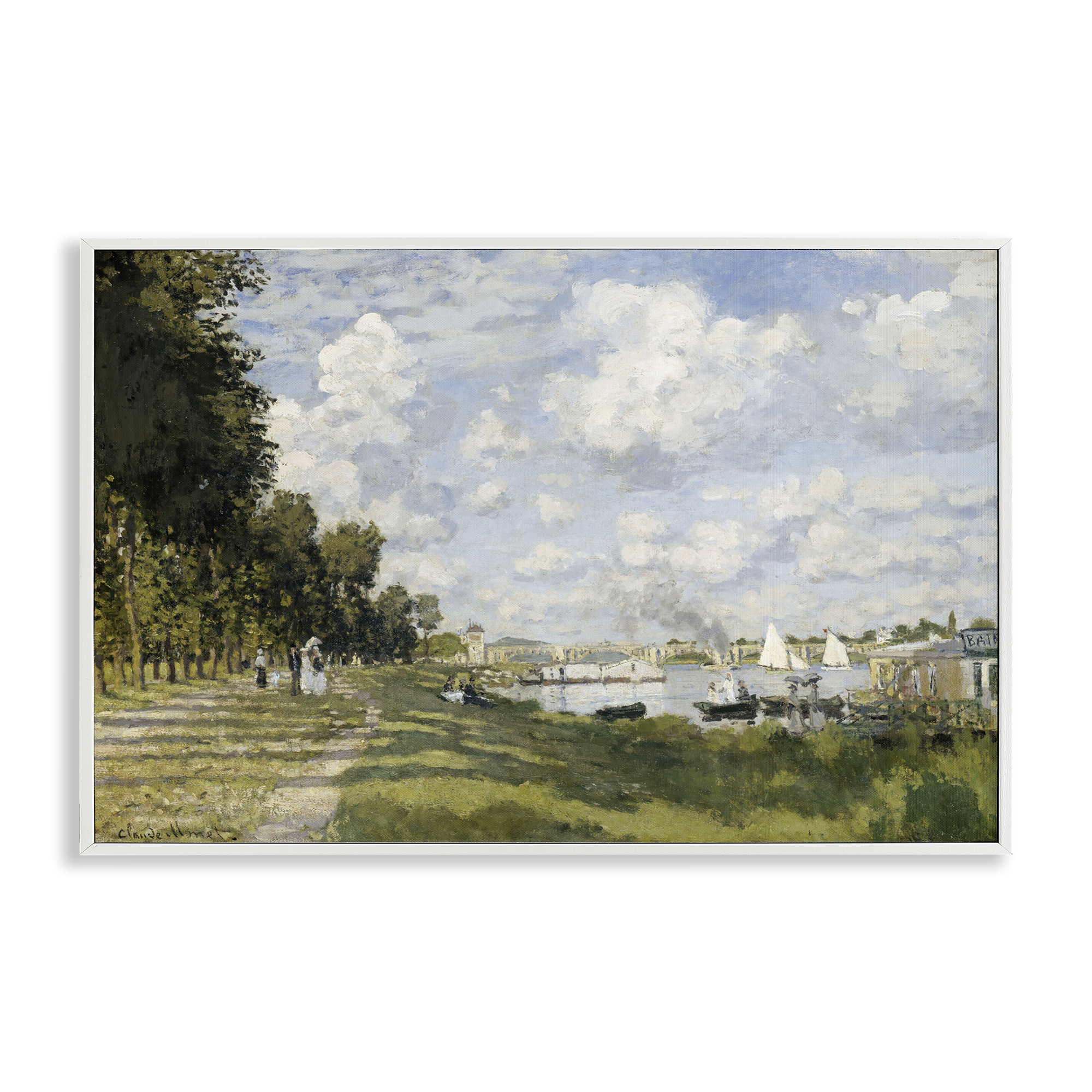 Stupell Industries Classic Monet Bassin d'Argenteuil Landscape & Nature Painting White Framed Art Print Wall Art, 30 x 20