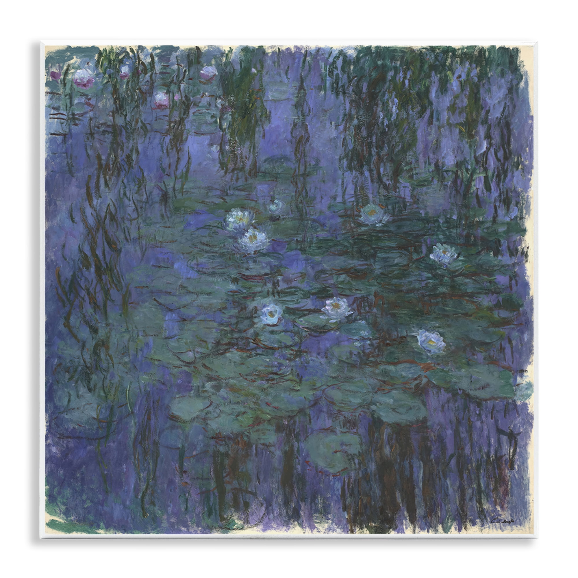 Stupell Industries Classic Monet Blue Water Lilies Landscape & Nature Painting Unframed Art Print Wall Art, 12 x 12