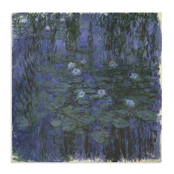 Stupell Industries Classic Monet Blue Water Lilies Landscape & Nature Painting Wrapped Canvas Art Print Wall Art, 17 x 17