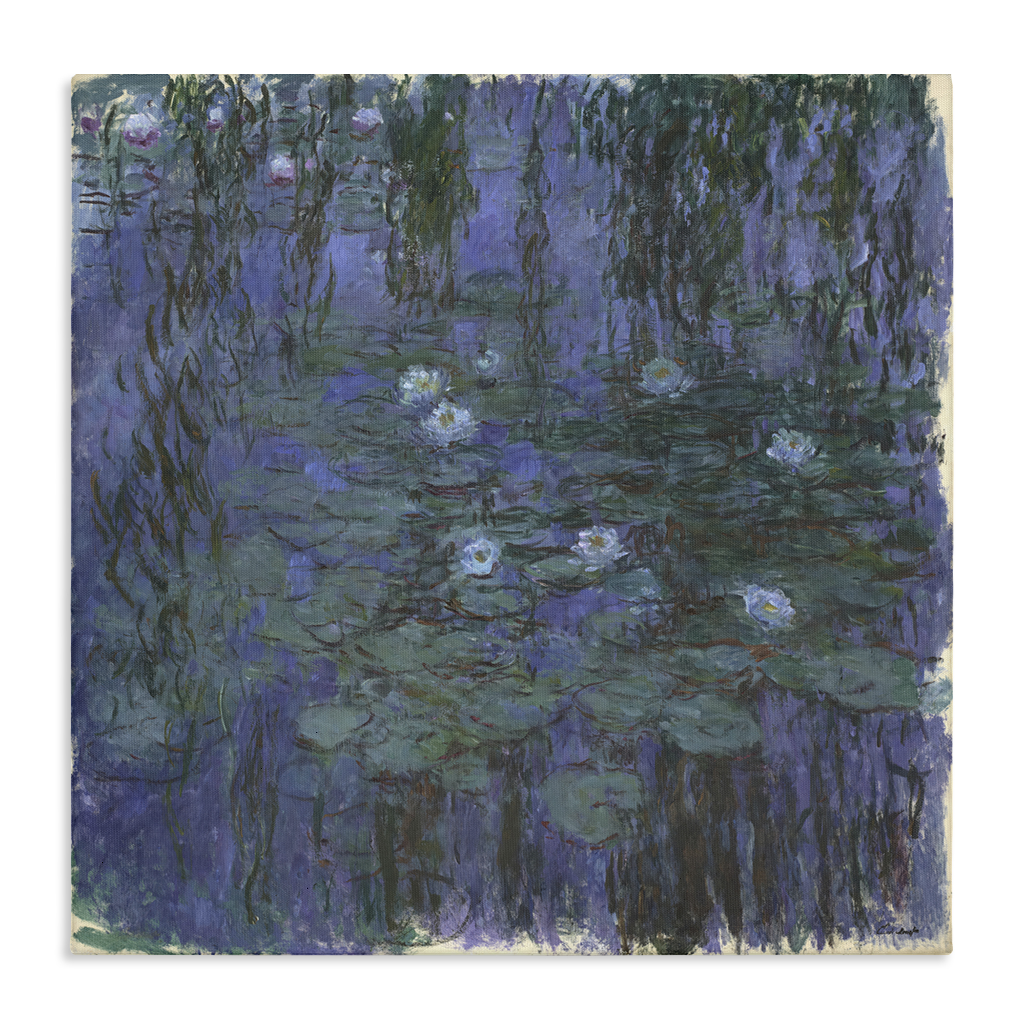 Stupell Industries Classic Monet Blue Water Lilies Landscape & Nature Painting Wrapped Canvas Art Print Wall Art, 24 x 24