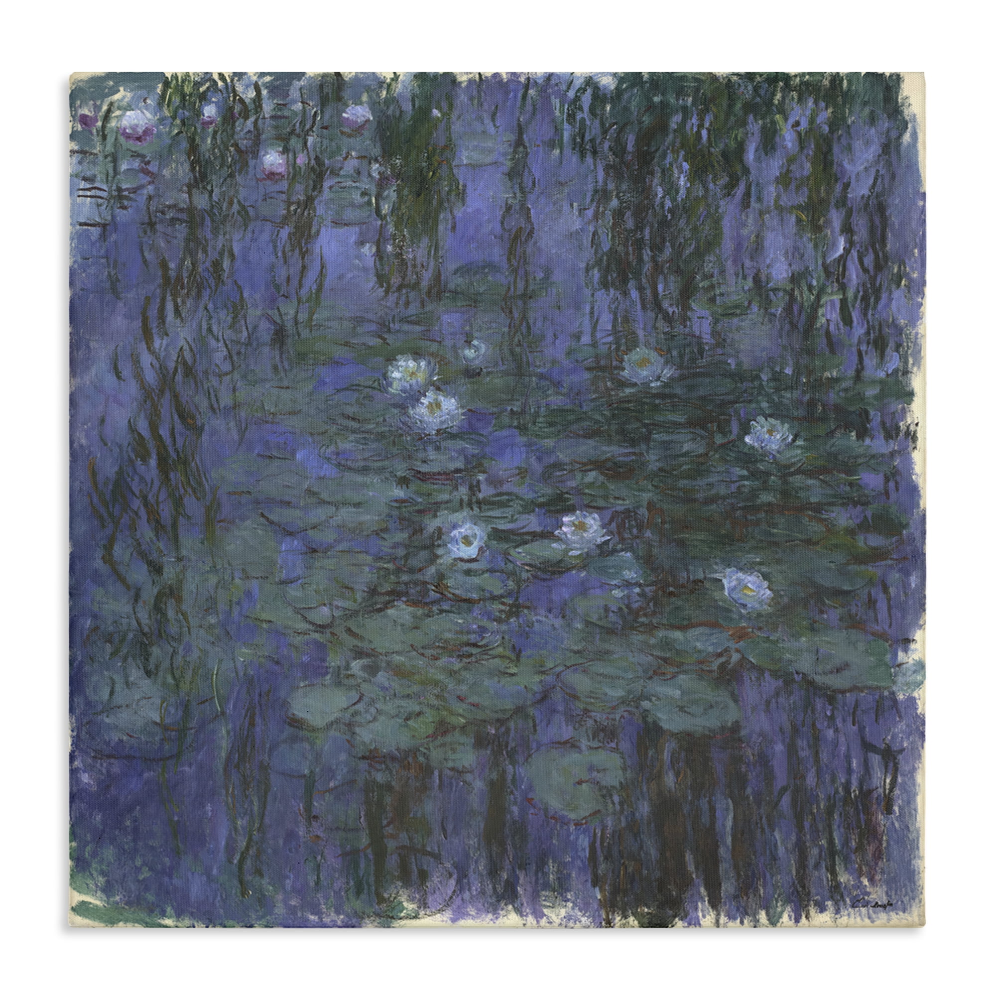 Stupell Industries Classic Monet Blue Water Lilies Landscape & Nature Painting Wrapped Canvas Art Print Wall Art, 36 x 36