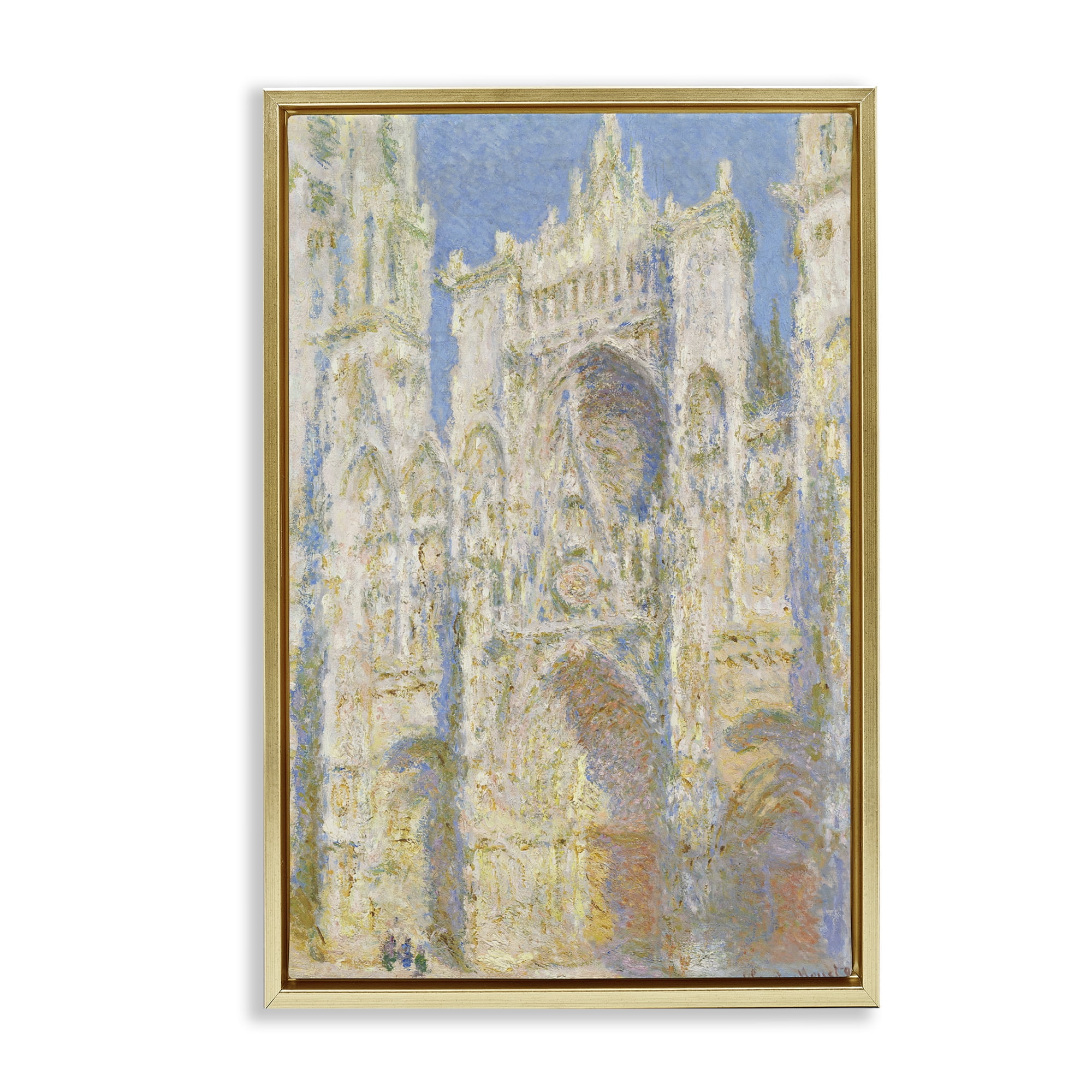 Stupell Industries Classic Monet Cathedral Façade Buildings & Architecture Painting Gold Floater Framed Canvas Art Print Wall Art, 17 x 25