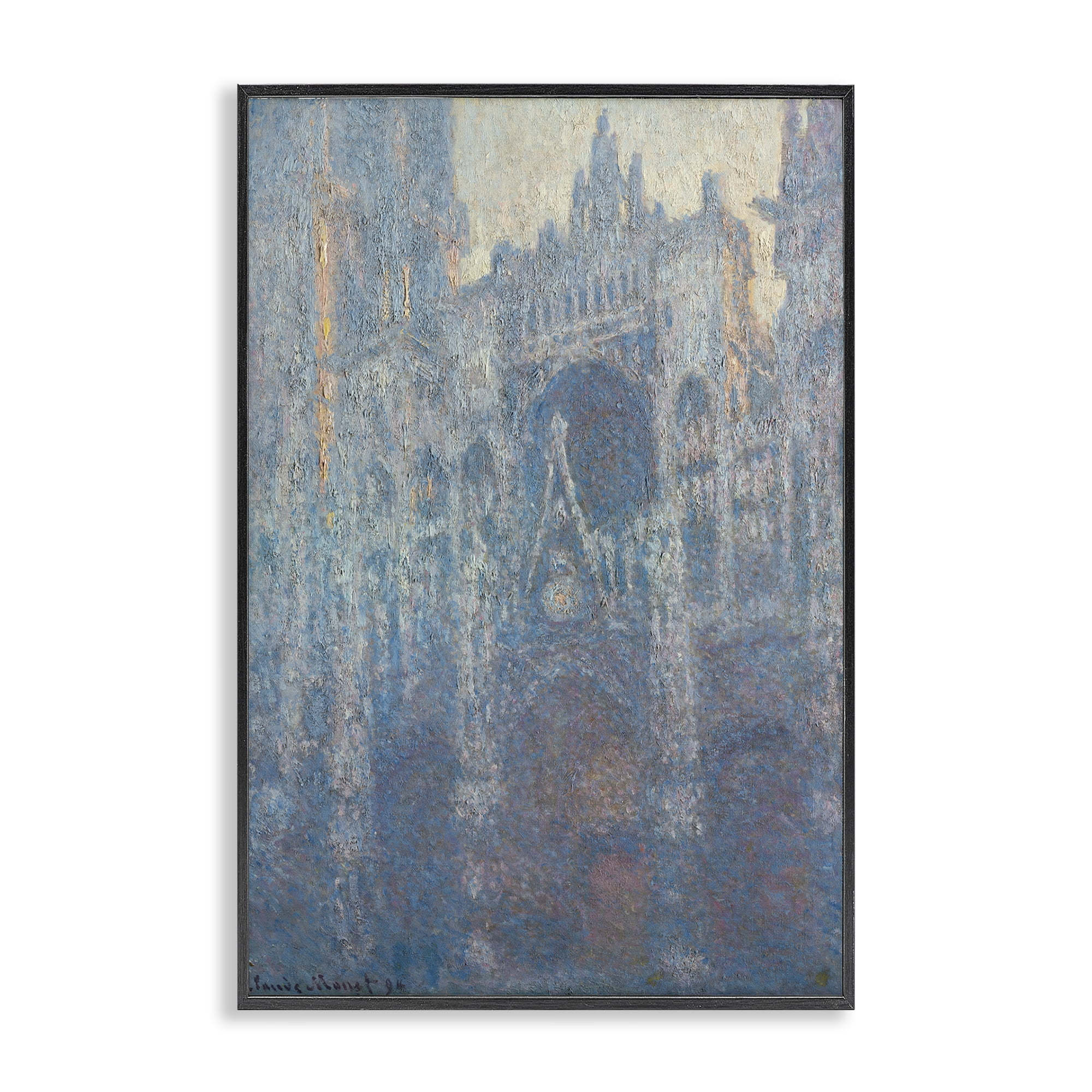 Stupell Industries Classic Monet Cathedral in Morning Buildings & Architecture Painting Black Framed Art Print Wall Art, 12 x 18