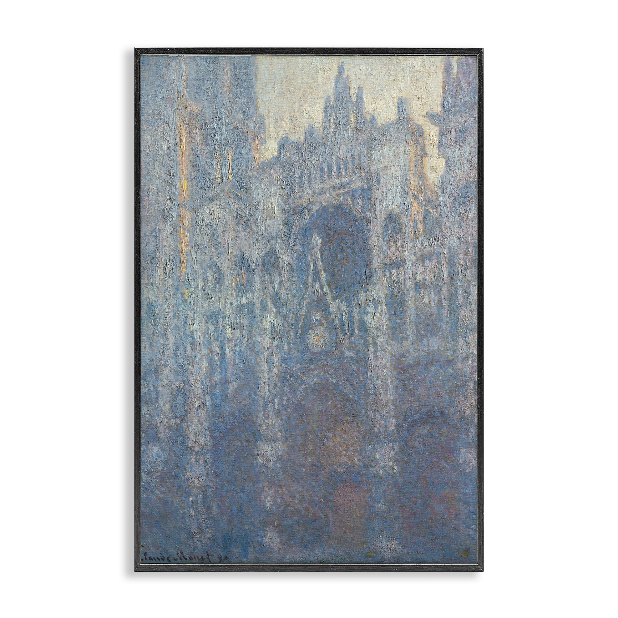 Stupell Industries Classic Monet Cathedral in Morning Buildings & Architecture Painting Black Framed Art Print Wall Art, 20 x 30
