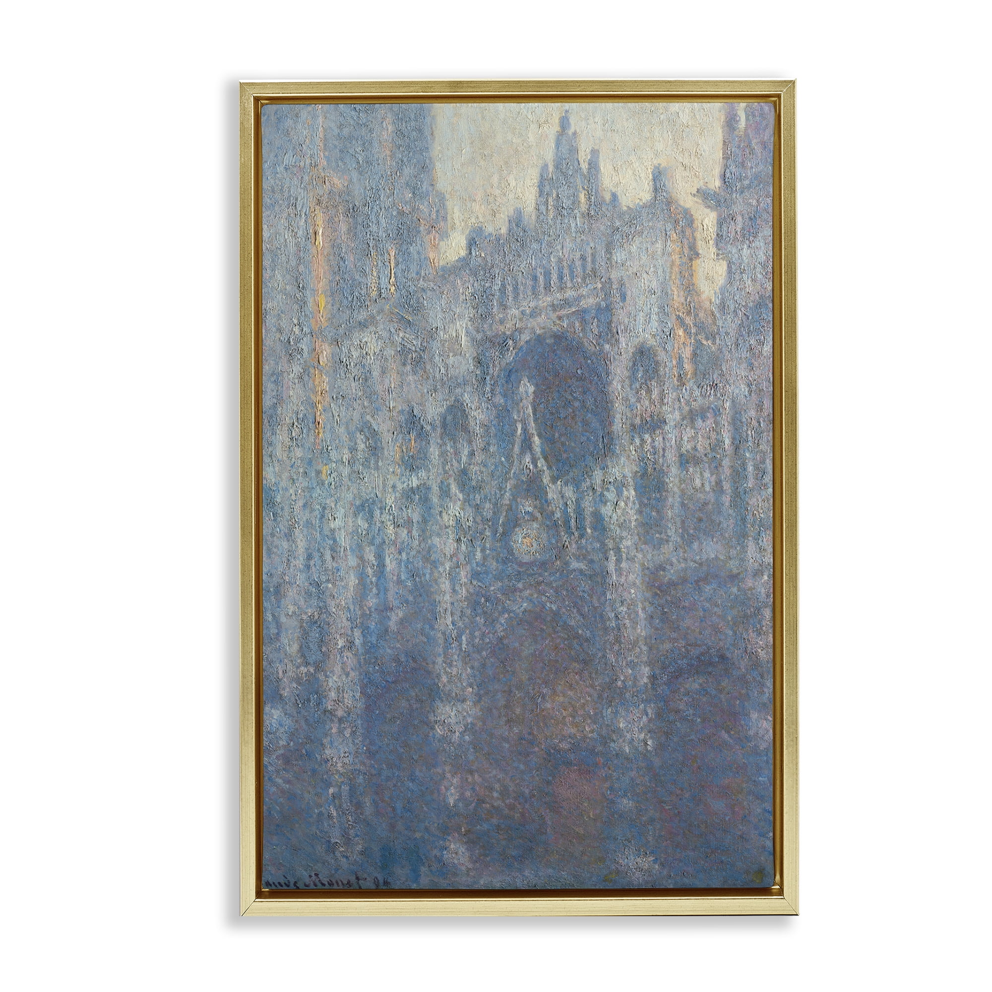 Stupell Industries Classic Monet Cathedral in Morning Buildings & Architecture Painting Gold Floater Framed Canvas Art Print Wall Art, 21 x 31