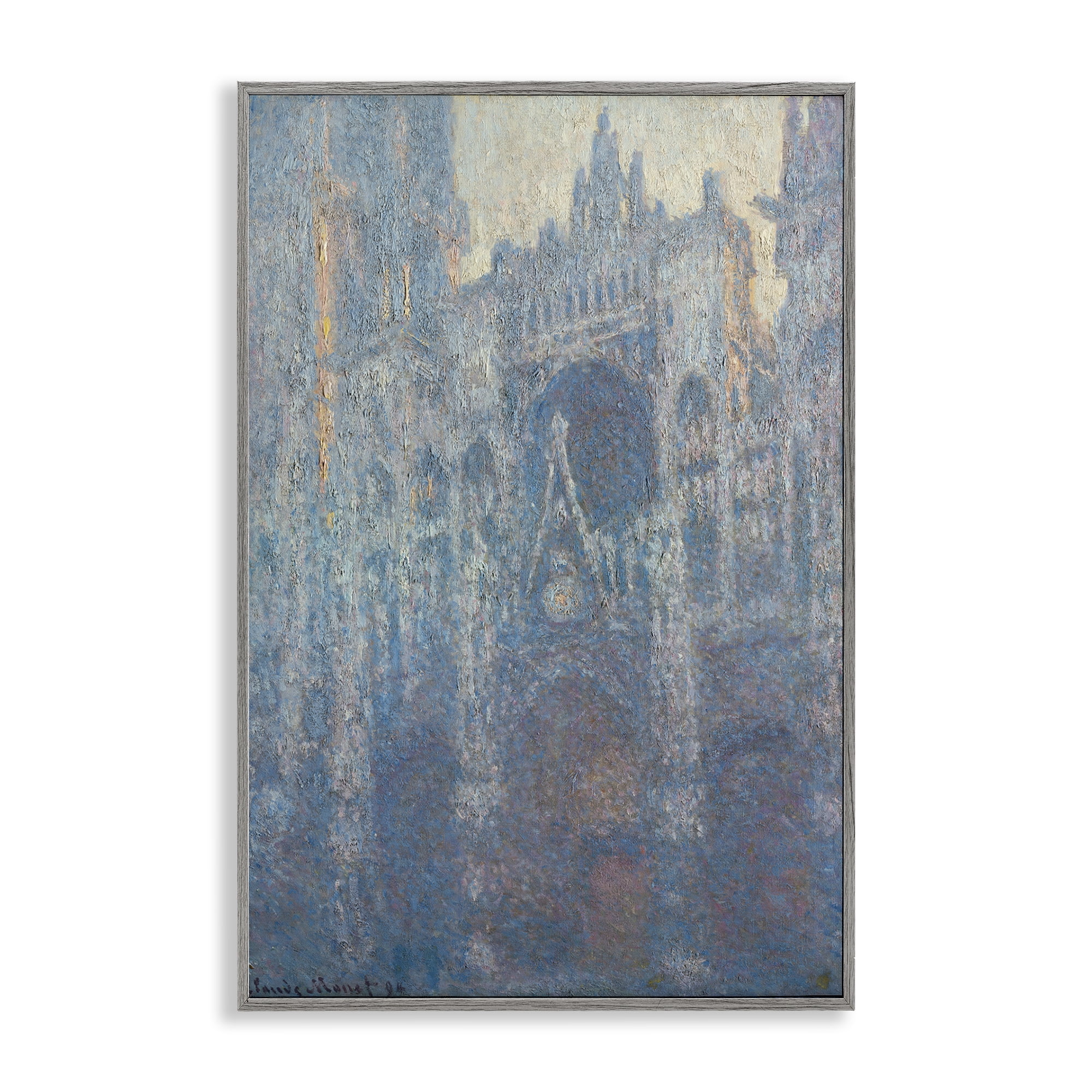 Stupell Industries Classic Monet Cathedral in Morning Buildings & Architecture Painting Gray Framed Art Print Wall Art, 16 x 24