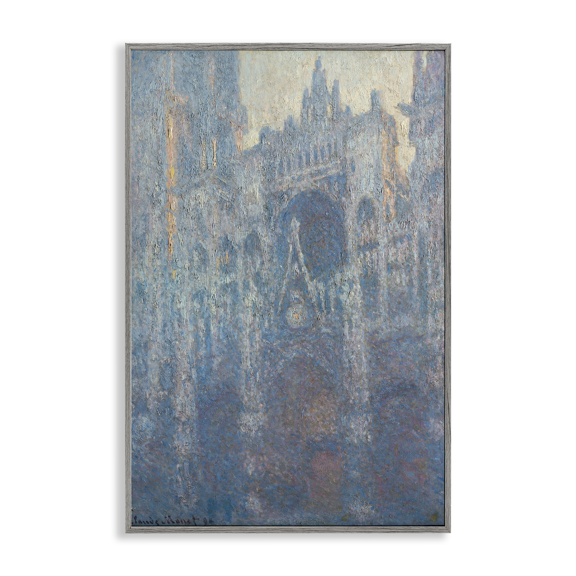 Stupell Industries Classic Monet Cathedral in Morning Buildings & Architecture Painting Gray Framed Art Print Wall Art, 20 x 30