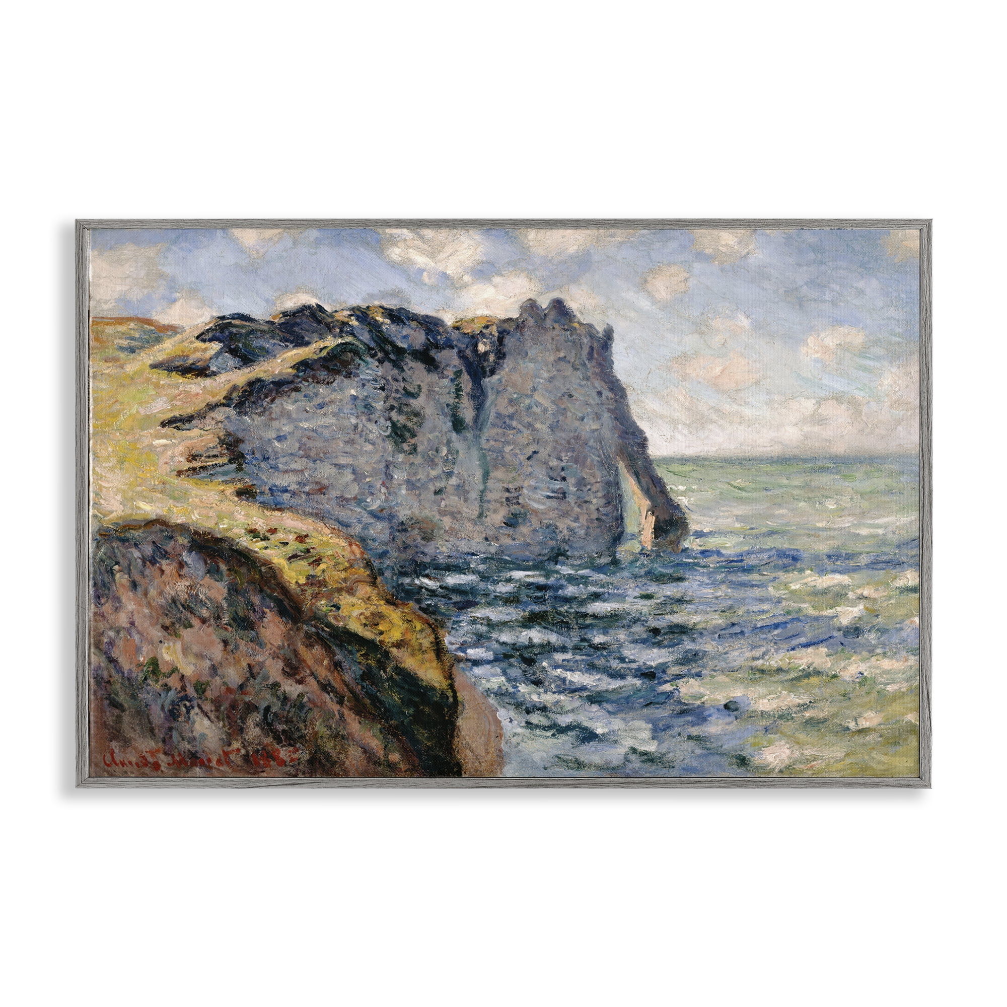 Stupell Industries Classic Monet Cliff Of Aval Landscape & Nature Painting Gray Framed Art Print Wall Art, 24 x 16