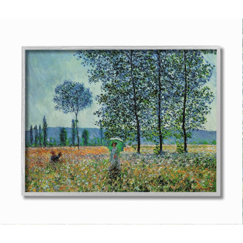 Stupell Industries Classic Monet Felder Painting Woman with Parasol Framed Wall Art Design by Claude Monet, 11" x 14", Gray Framed