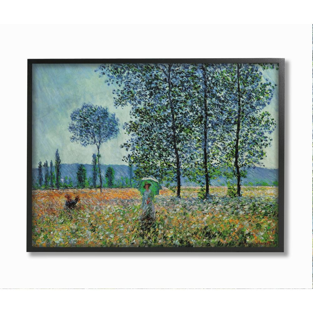 Stupell Industries Classic Monet Felder Painting Woman with Parasol Framed Wall Art Design by Claude Monet, 24" x 30", Black Framed