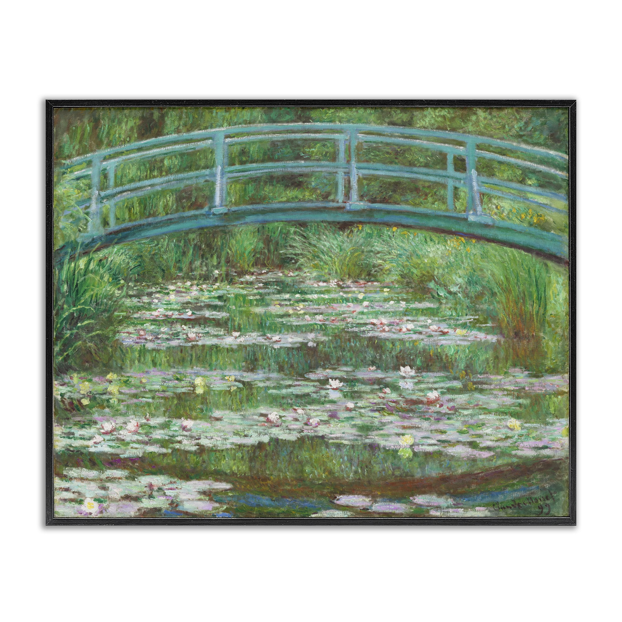 Stupell Industries Classic Monet Japanese Footbridge Landscape & Nature Painting Black Framed Art Print Wall Art, 20 x 16