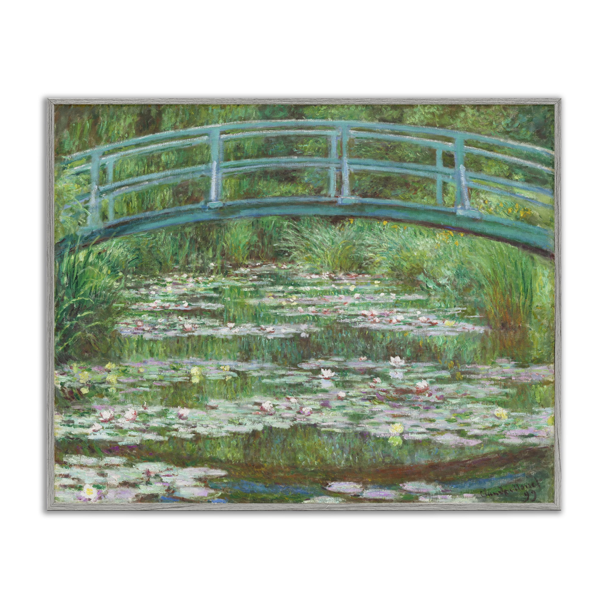 Stupell Industries Classic Monet Japanese Footbridge Landscape & Nature Painting Gray Framed Art Print Wall Art, 30 x 24
