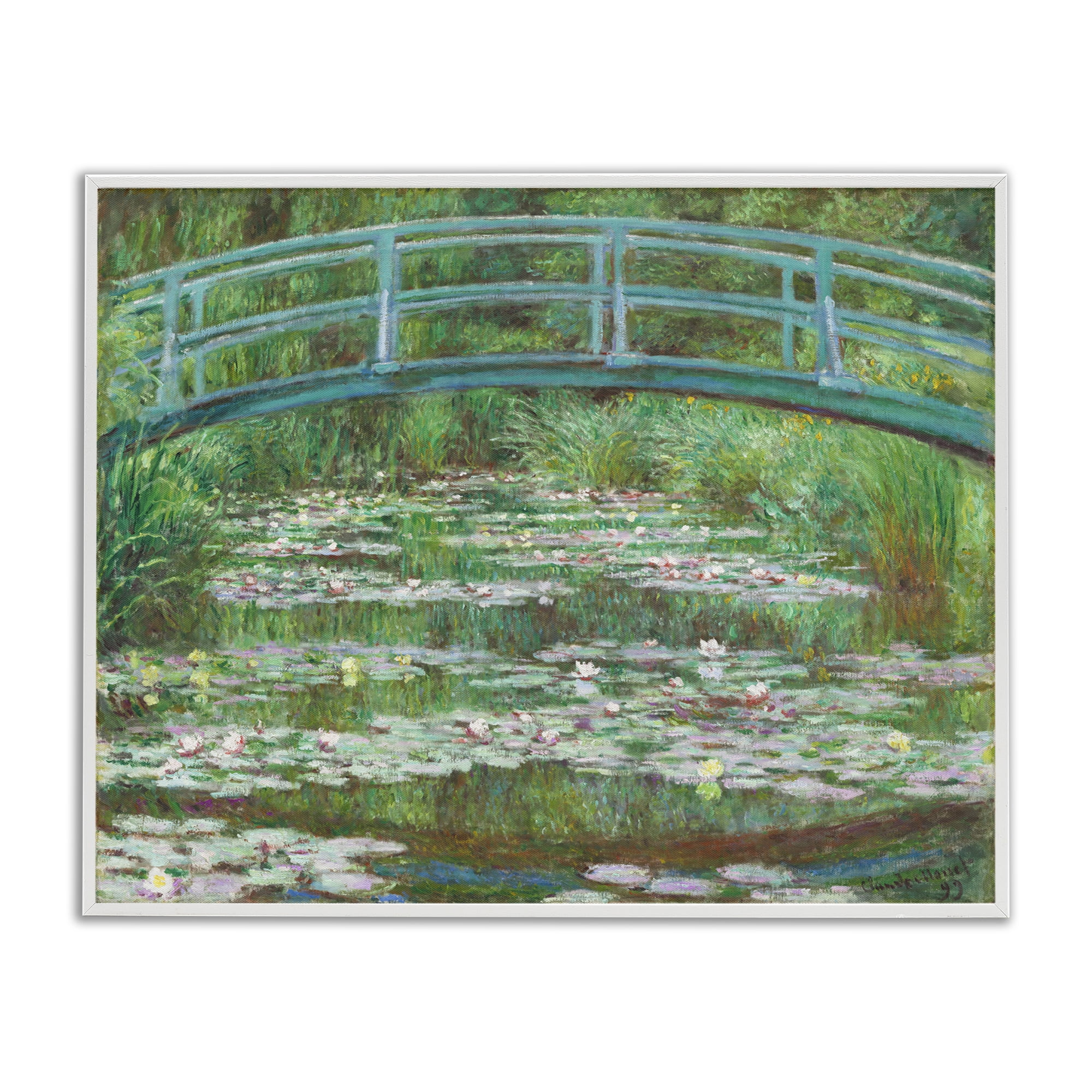 Stupell Industries Classic Monet Japanese Footbridge Landscape & Nature Painting White Framed Art Print Wall Art, 14 x 11
