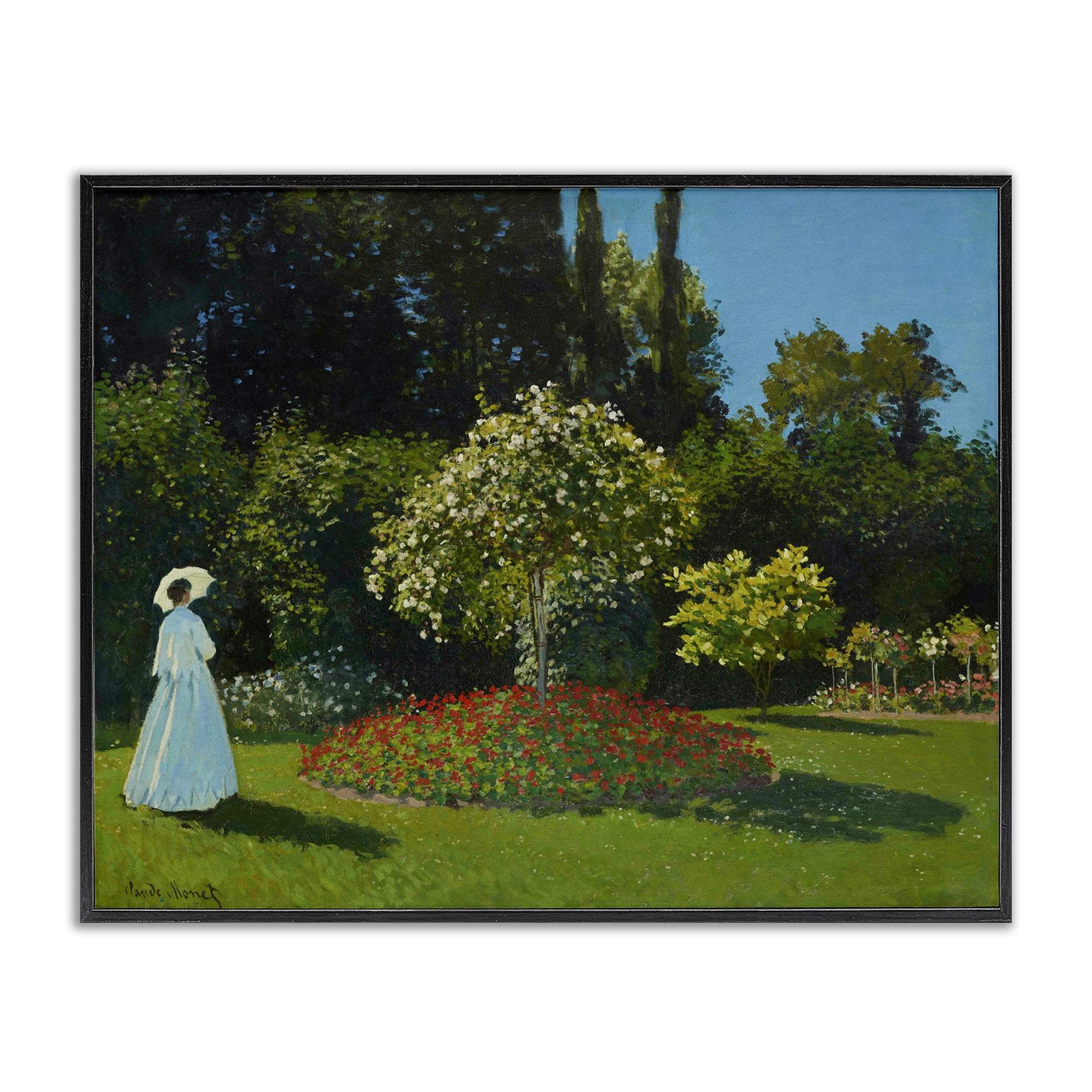 Stupell Industries Classic Monet Lady in Garden Landscape & Nature Painting Black Framed Art Print Wall Art, 30 x 24