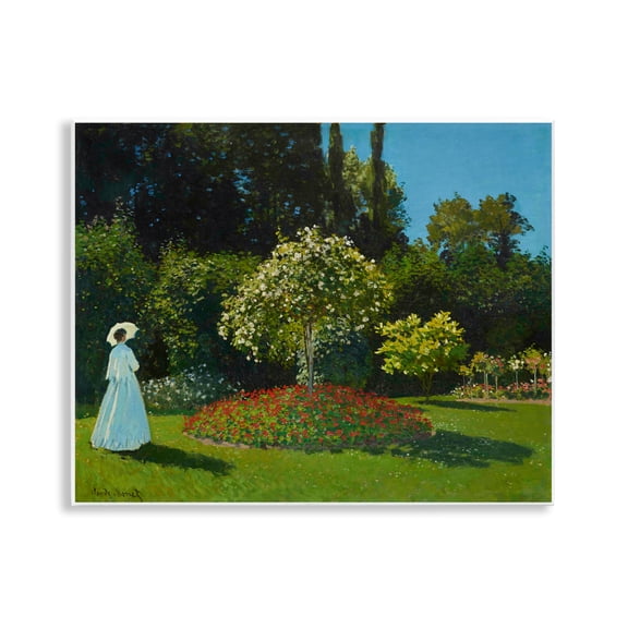 Stupell Industries Classic Monet Lady in Garden Landscape & Nature Painting Unframed Art Print Wall Art, 14 x 11