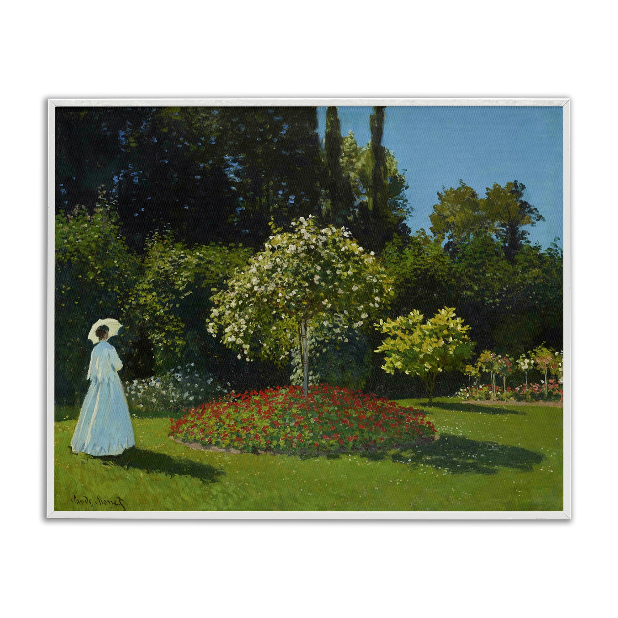 Stupell Industries Classic Monet Lady in Garden Landscape & Nature Painting White Framed Art Print Wall Art, 30 x 24