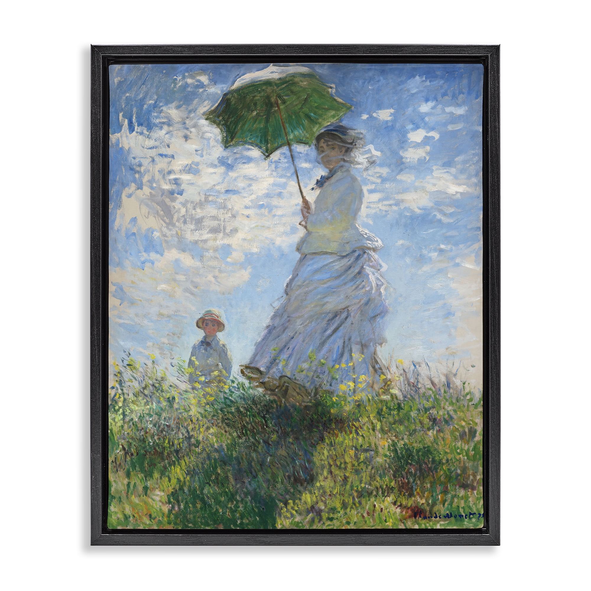 Stupell Industries Classic Monet Madame & Son People Painting Black Floater Framed Canvas Art Print Wall Art, 17 x 21