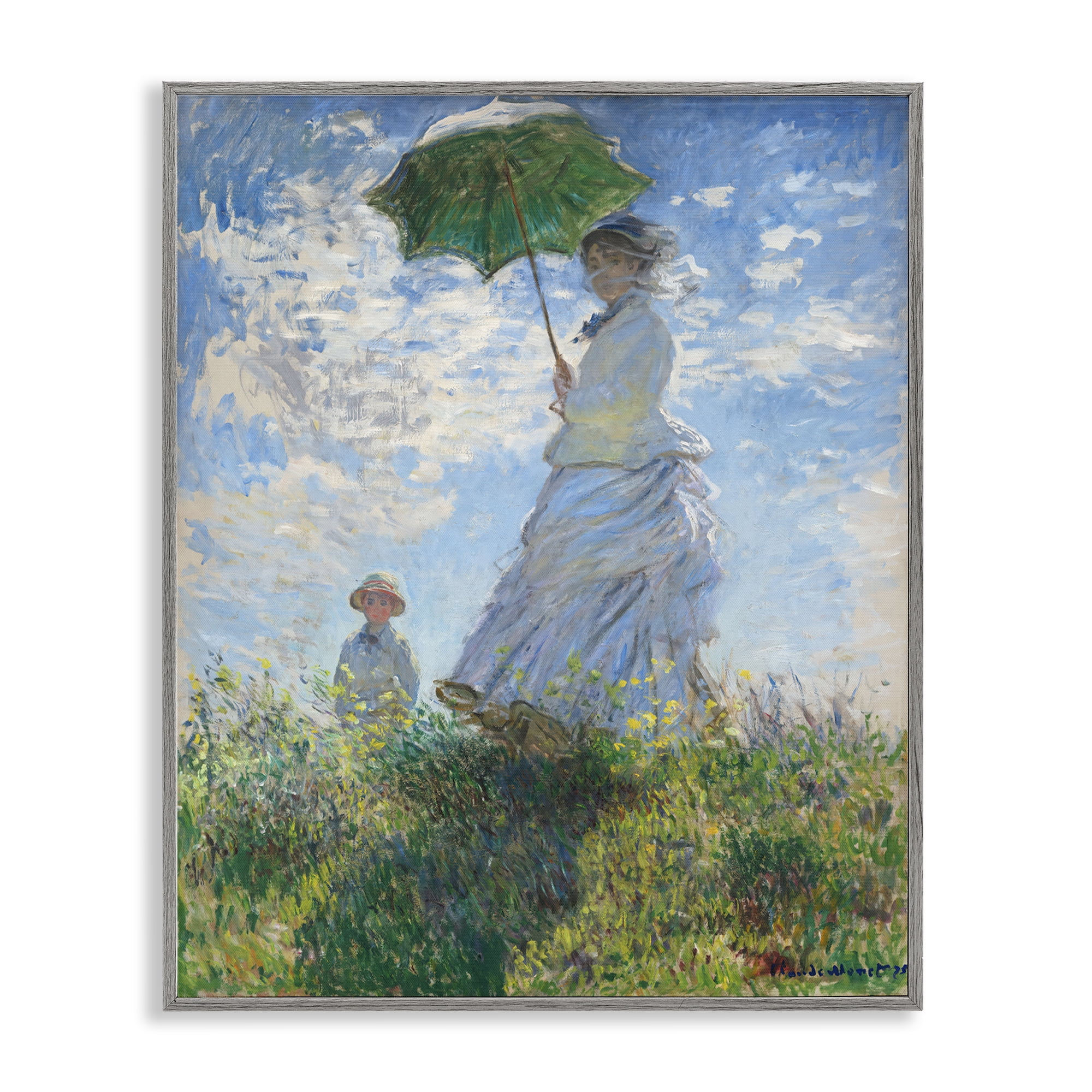 Stupell Industries Classic Monet Madame & Son People Painting Gray Framed Art Print Wall Art, 24 x 30