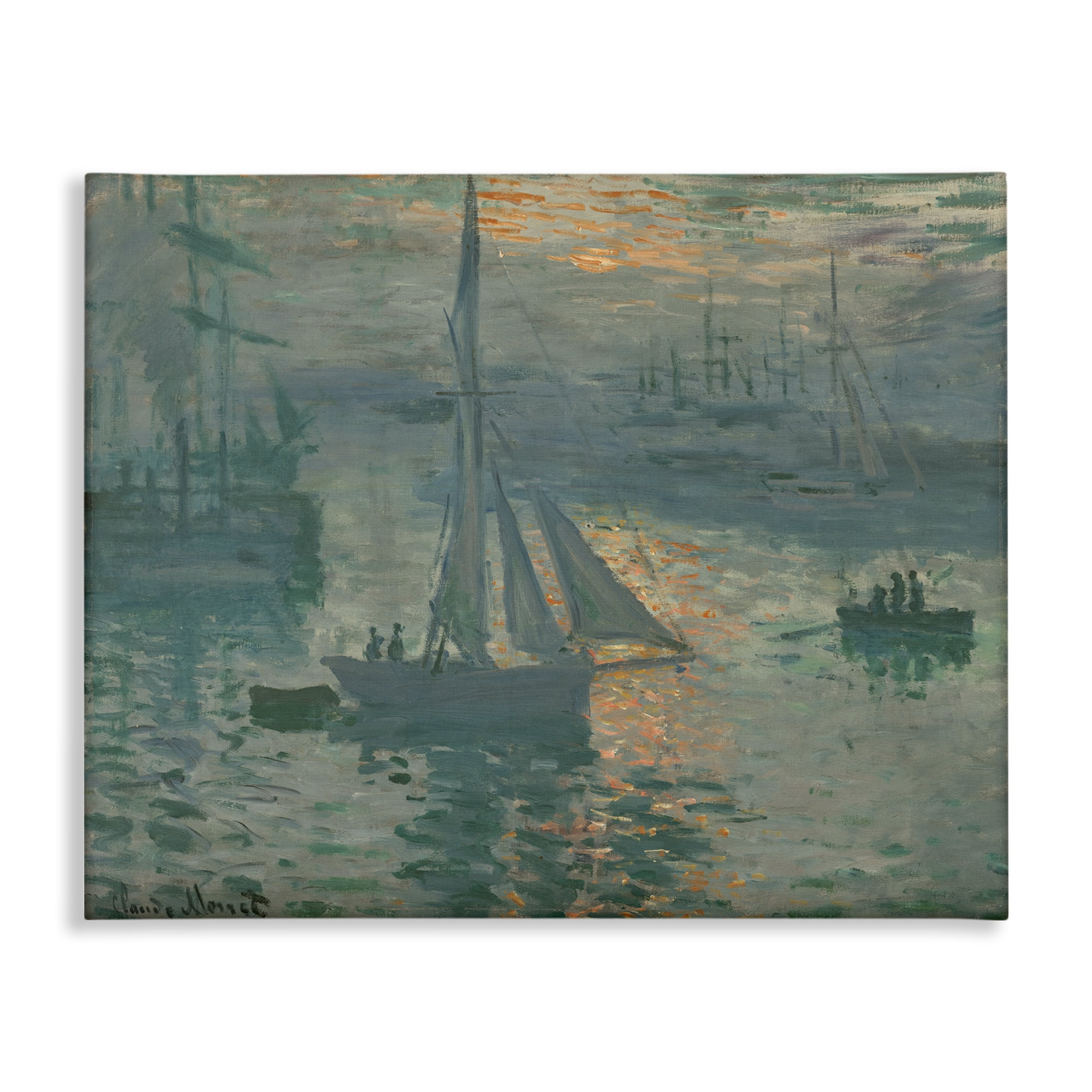 Stupell Industries Classic Monet Marine Sunrise Transportation Painting Wrapped Canvas Art Print Wall Art, 48 x 36
