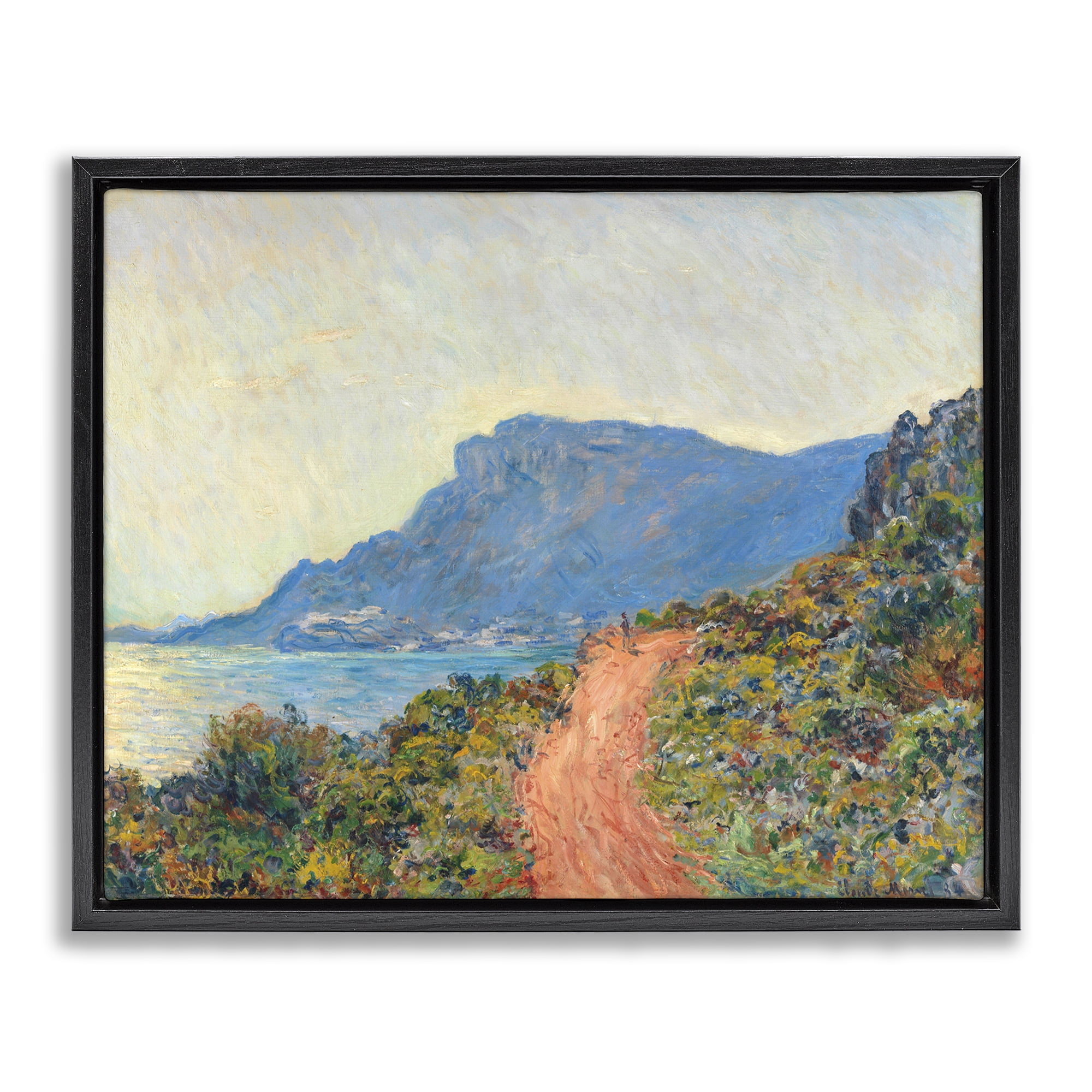 Stupell Industries Classic Monet Mountain Landscape Landscape & Nature Painting Black Floater Framed Canvas Art Print Wall Art, 21 x 17