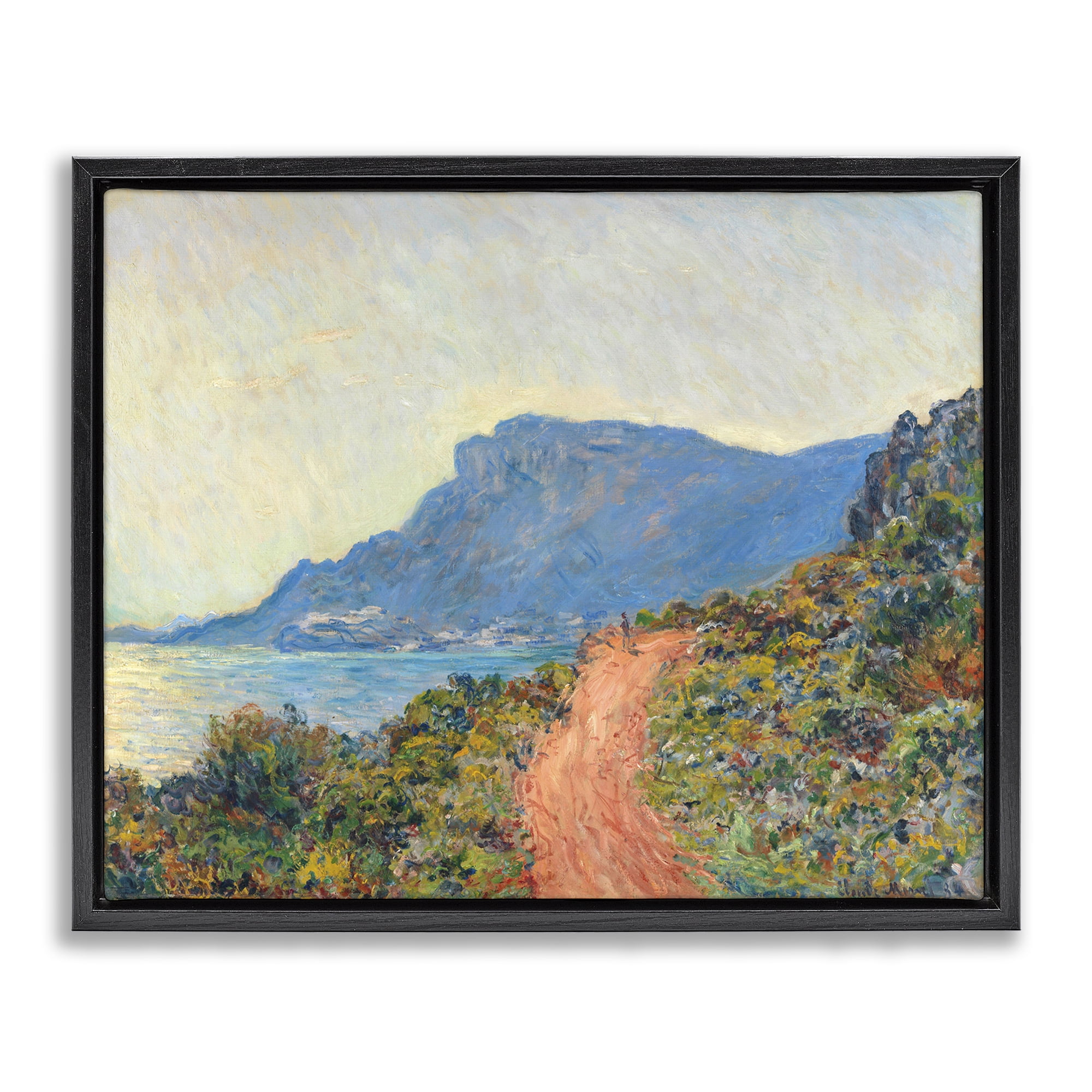 Stupell Industries Classic Monet Mountain Landscape Landscape & Nature Painting Black Floater Framed Canvas Art Print Wall Art, 31 x 25