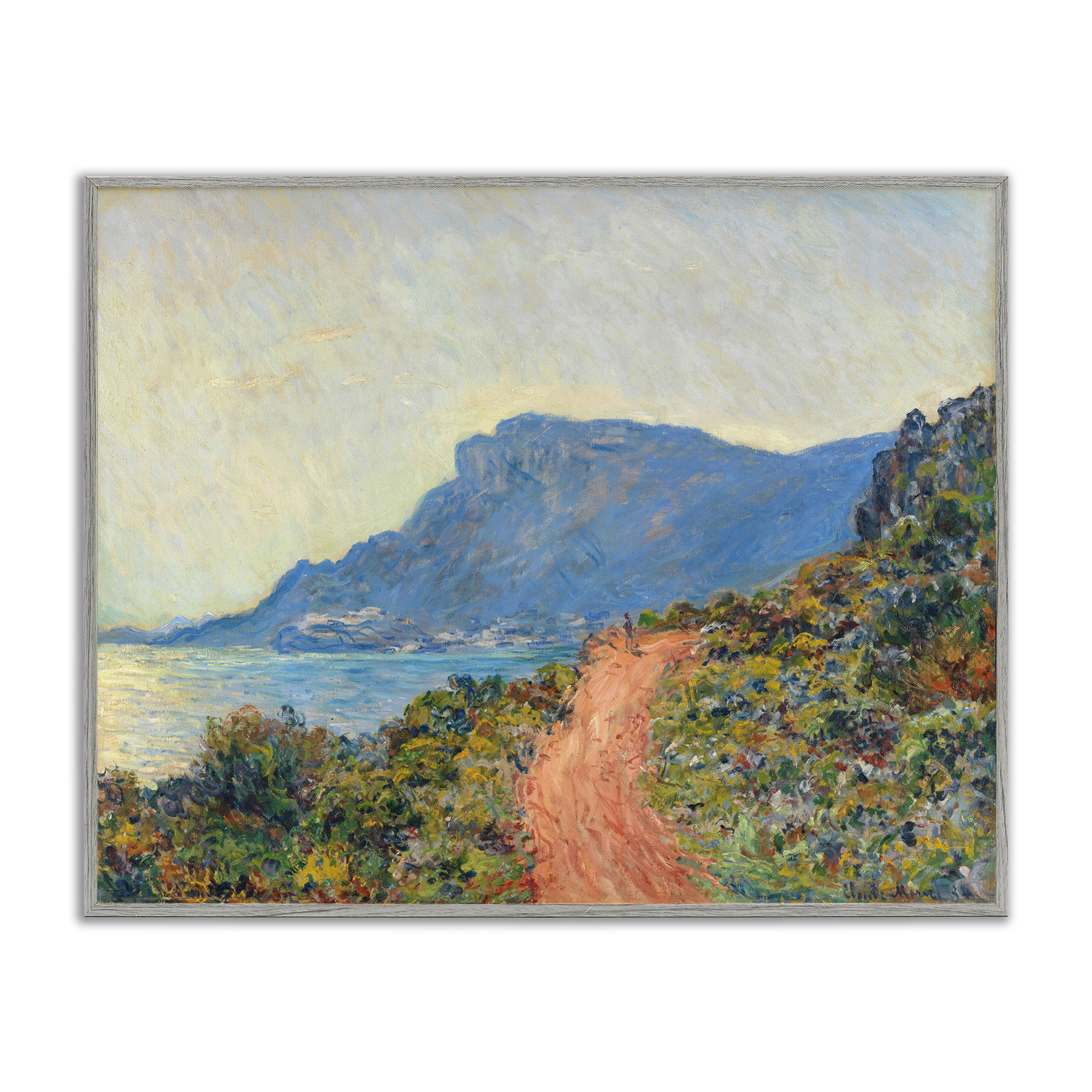 Stupell Industries Classic Monet Mountain Landscape Landscape & Nature Painting Gray Framed Art Print Wall Art, 14 x 11