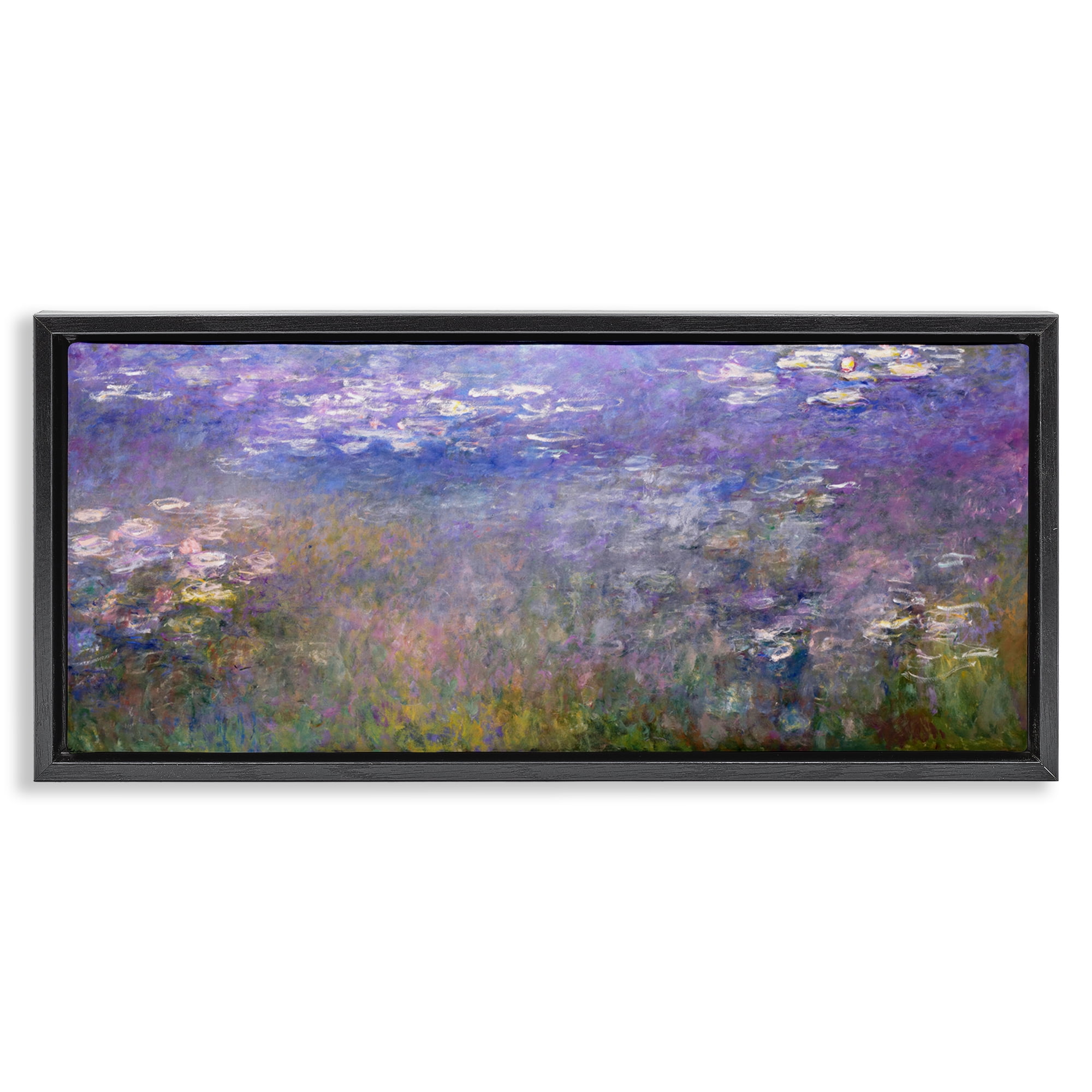 Stupell Industries Classic Monet Pond Lilies Landscape & Nature Painting Black Floater Framed Canvas Art Print Wall Art, 31 x 14