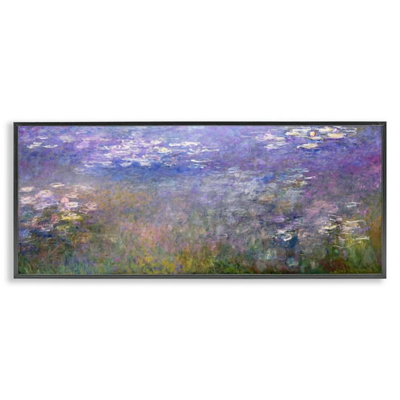 Stupell Industries Classic Monet Pond Lilies Landscape & Nature Painting Black Framed Art Print Wall Art, 24 x 10