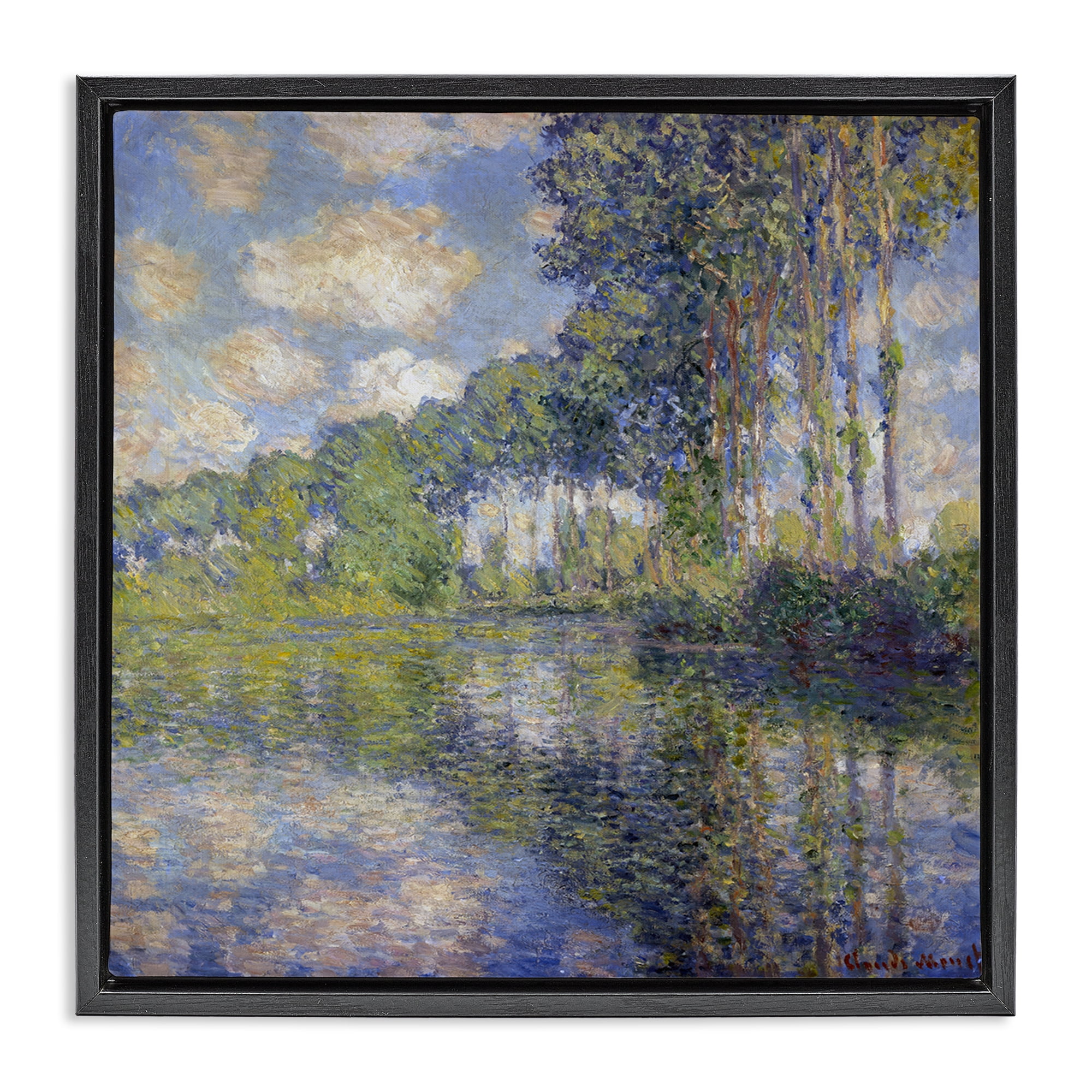 Stupell Industries Classic Monet Poplars on the Epte Landscape & Nature Painting Black Floater Framed Canvas Art Print Wall Art, 25 x 25